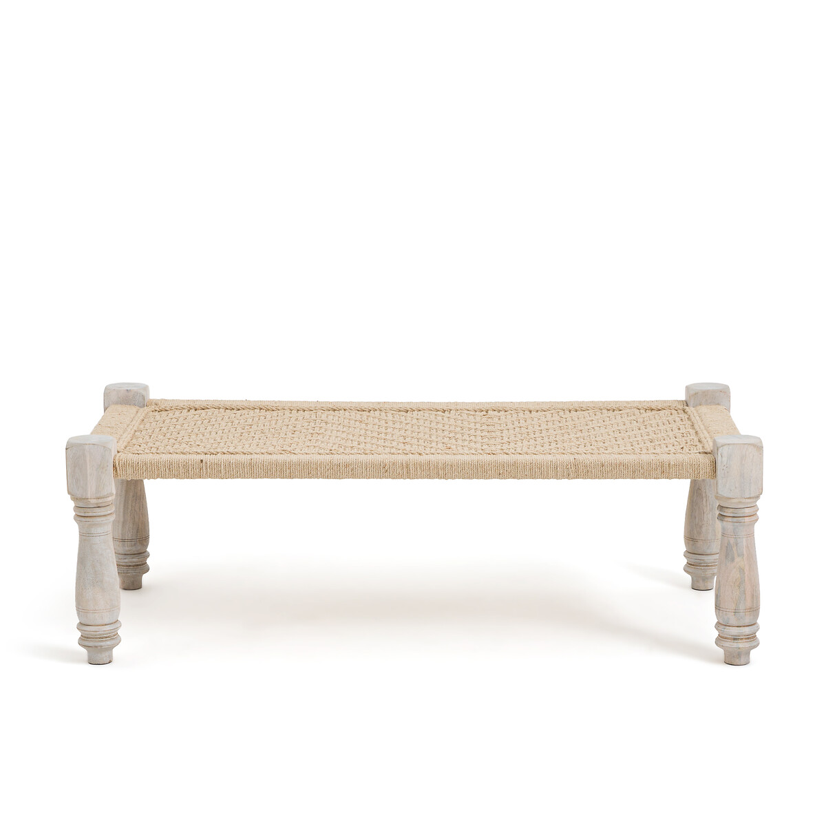 Adas Rope Mango Wood Indian Bench