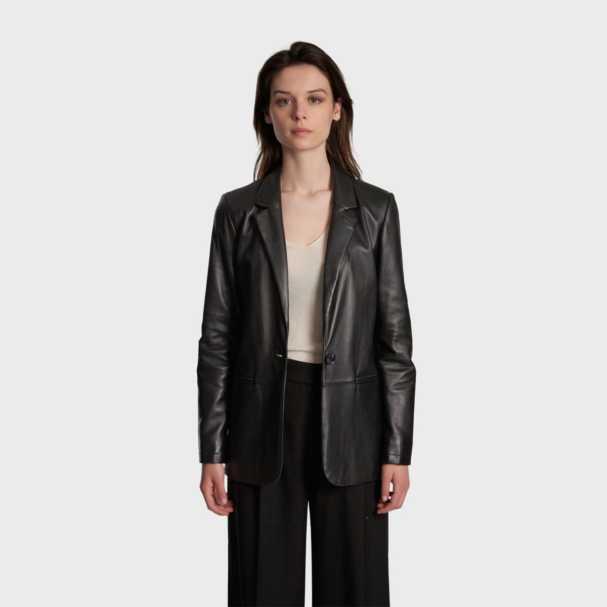 Blazer cuir noir femme La Redoute