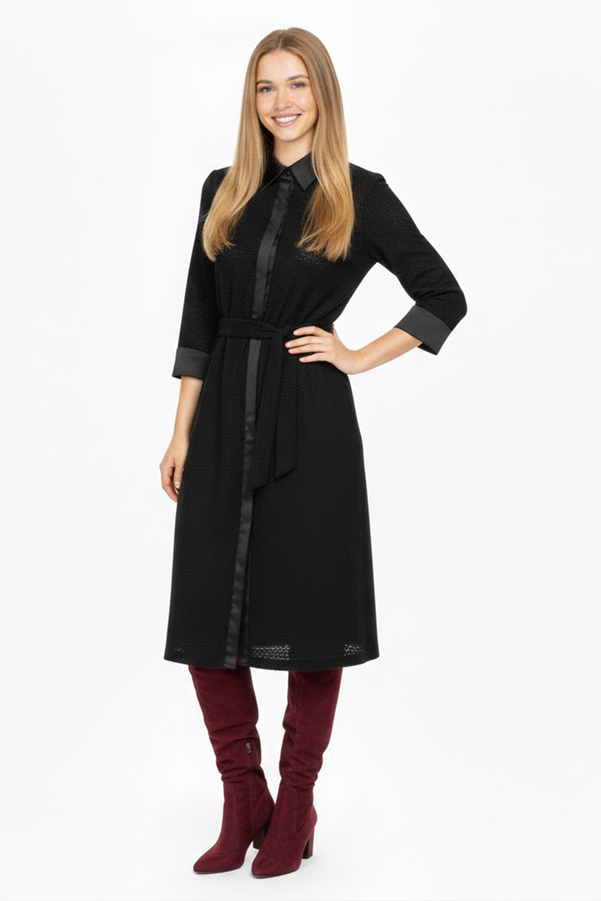 Robe longue en dentelle effet laine ALADIN, DERHY