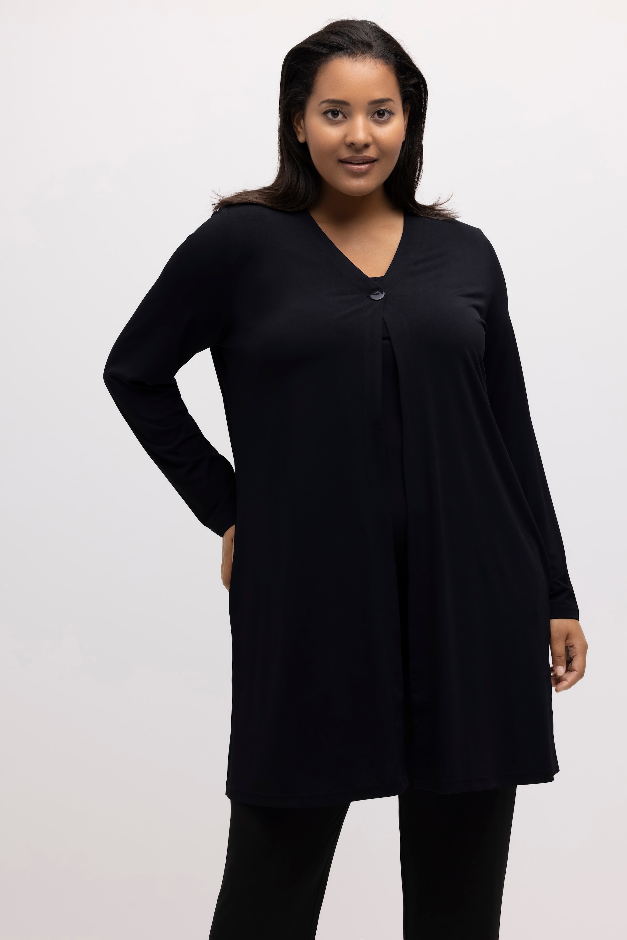 Veste en jersey, imprimé à pois. Col en V, ULLA POPKEN