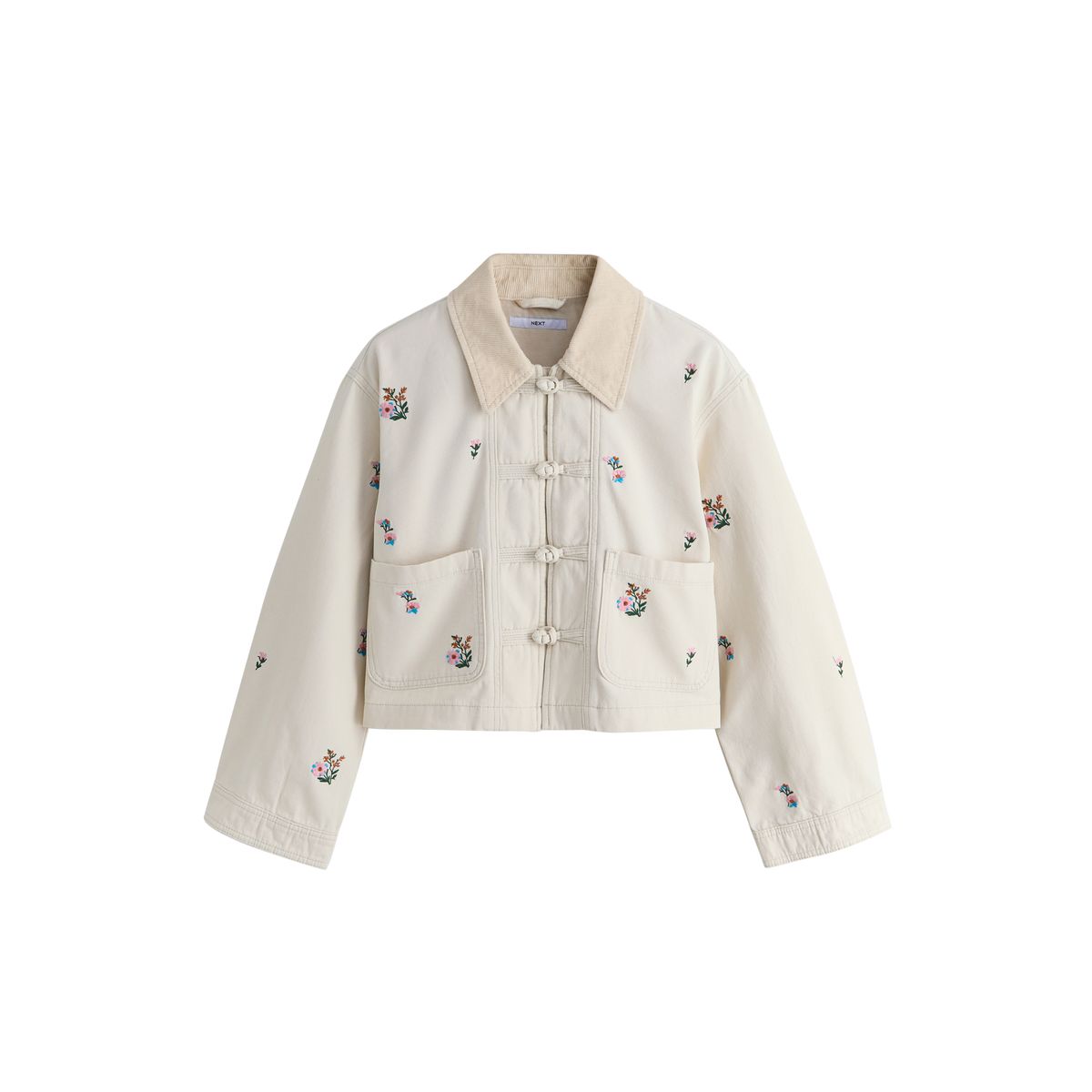 Veste brodée en coton à col velours côtelé, NEXT