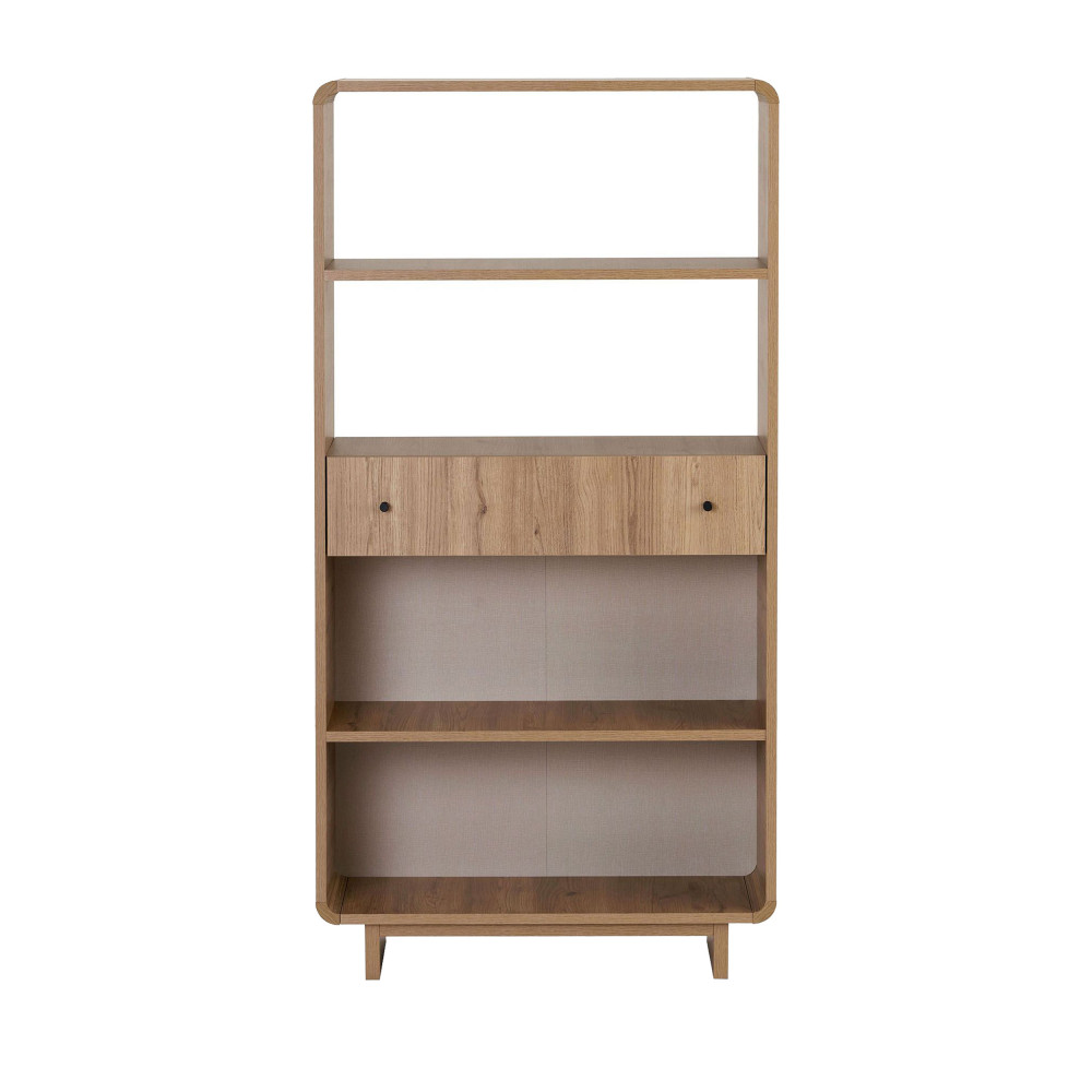 Étagère 1 tiroir aux bords arrondis en bois H153cm- DIMA, DRAWER