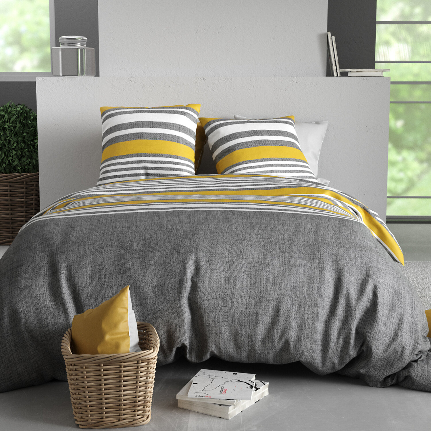 Paure coton imprimée couette et 2 taies, STUDT, ATELIER DU COTON