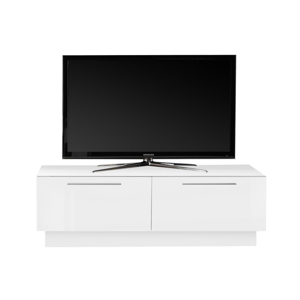 Meuble TV design avec tiroir et rangement  brillant L138 cm ETERNEL