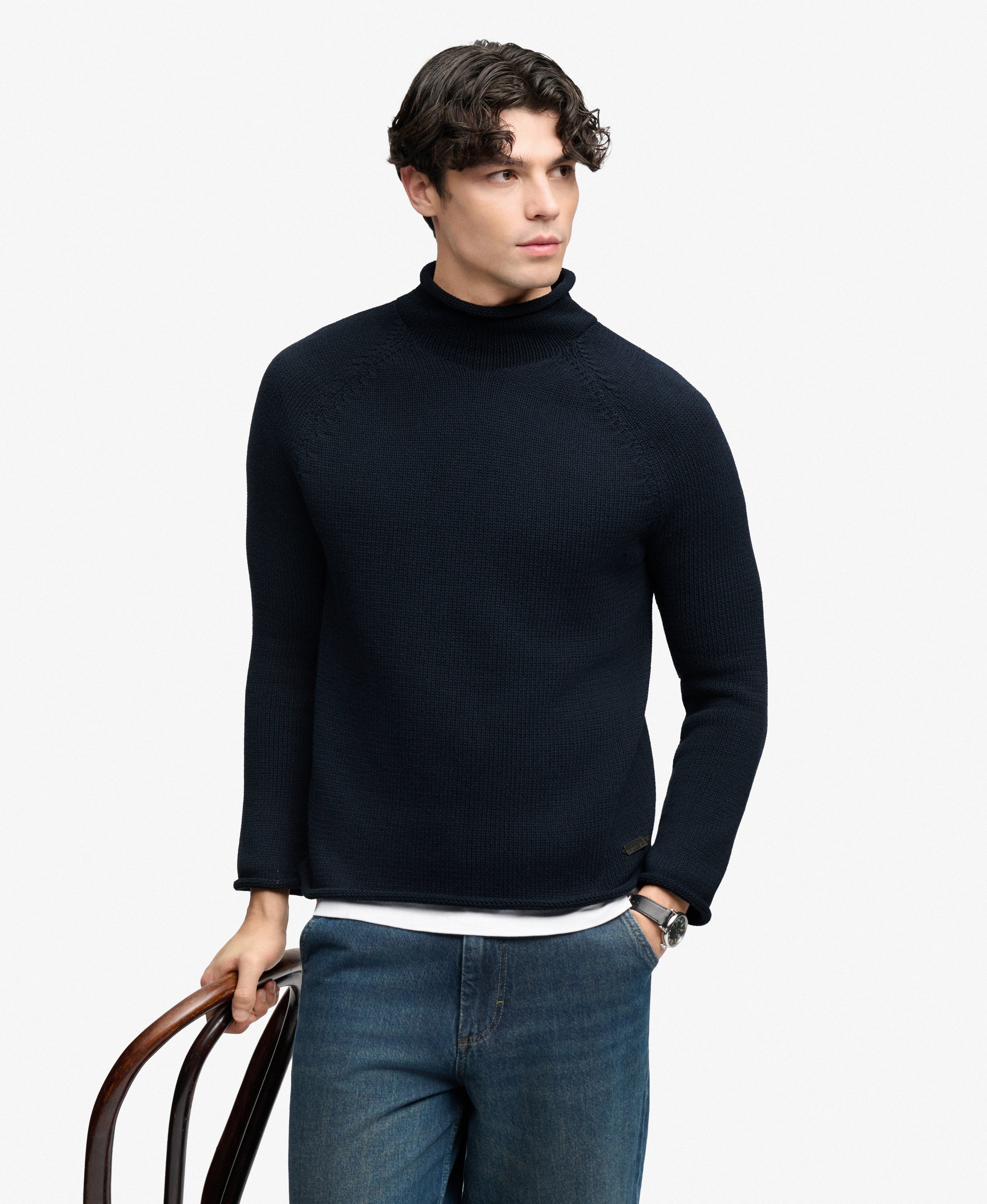 Pull à Bords Roulés Coupe Décontractée, SUPERDRY