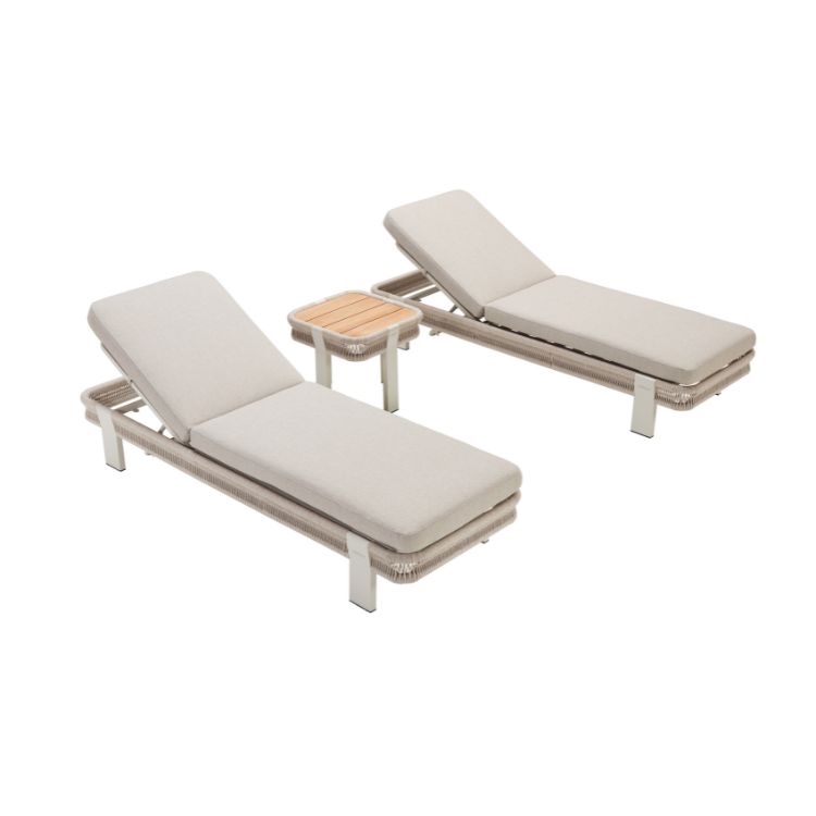 Duo de bains de soleil en aluminium et corde tressée, OLBY, AU JARDIN DE CHLOÉ