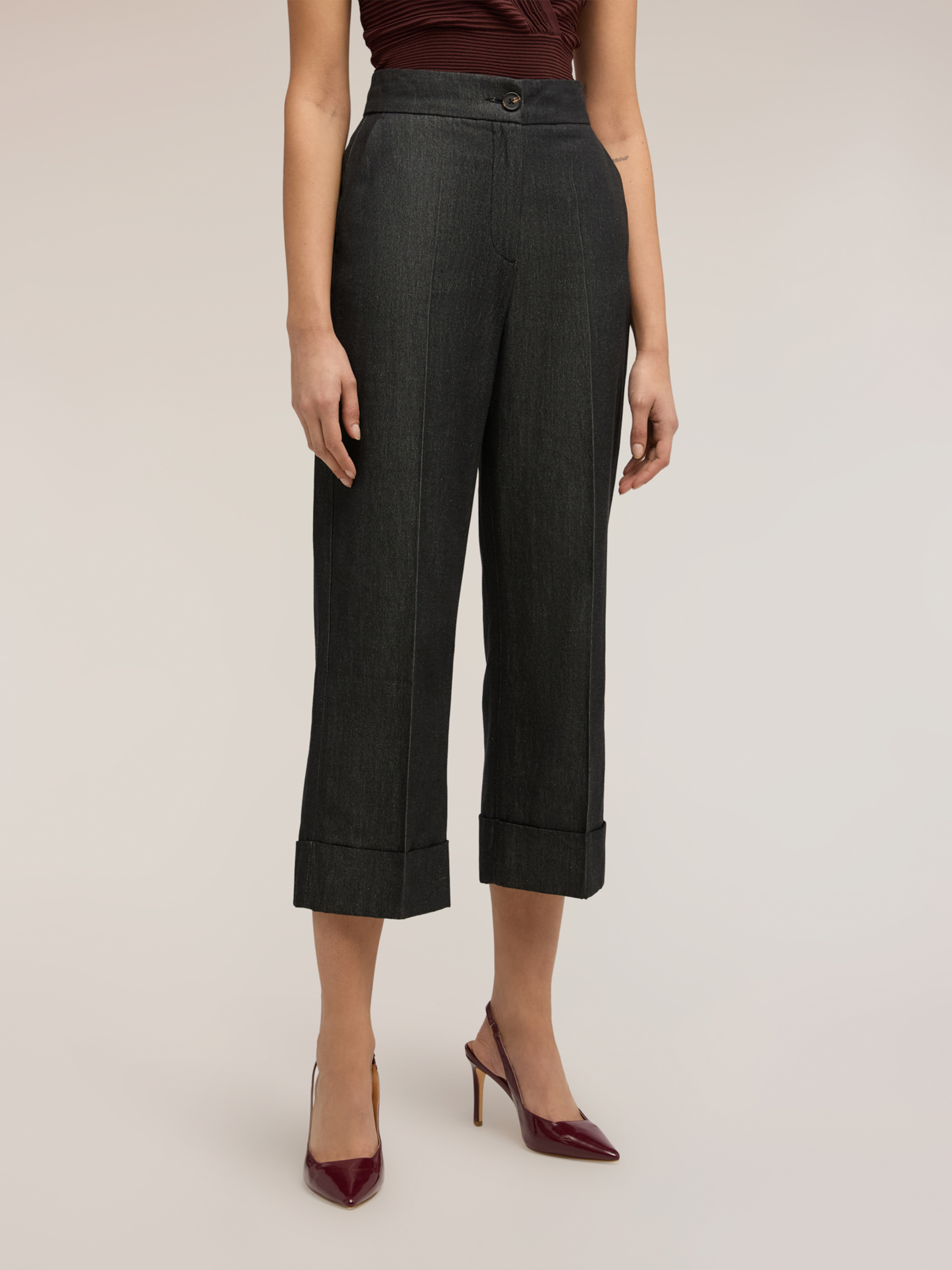 Pantalon cropped en mélange de ramie, MOTIVI