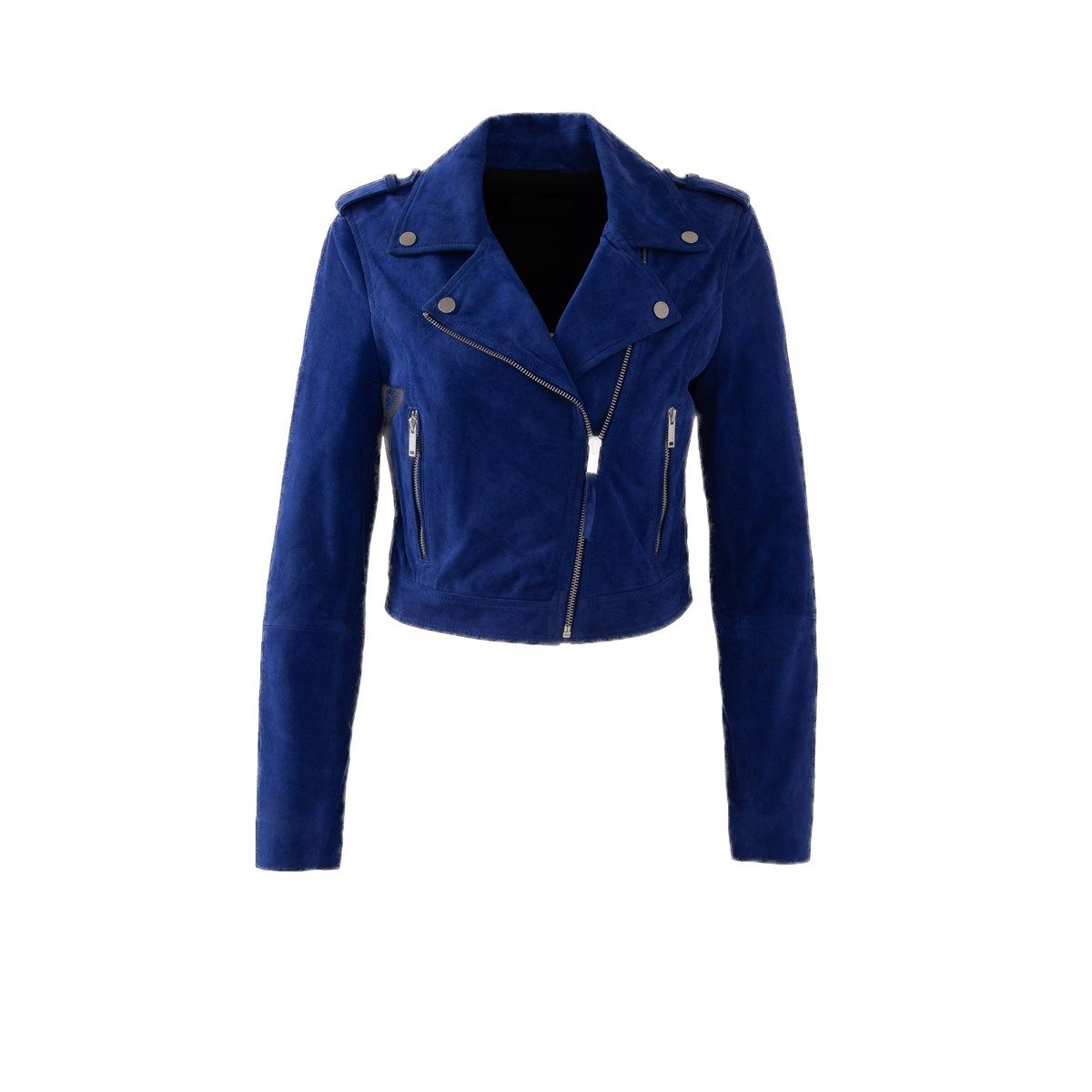 Veste en cuir discount bleu marine femme