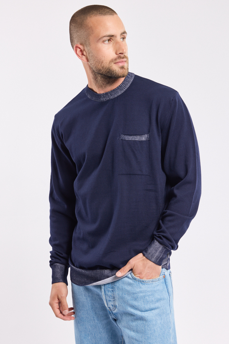 Pull poche poitrine en coton, GUY DE BERAC