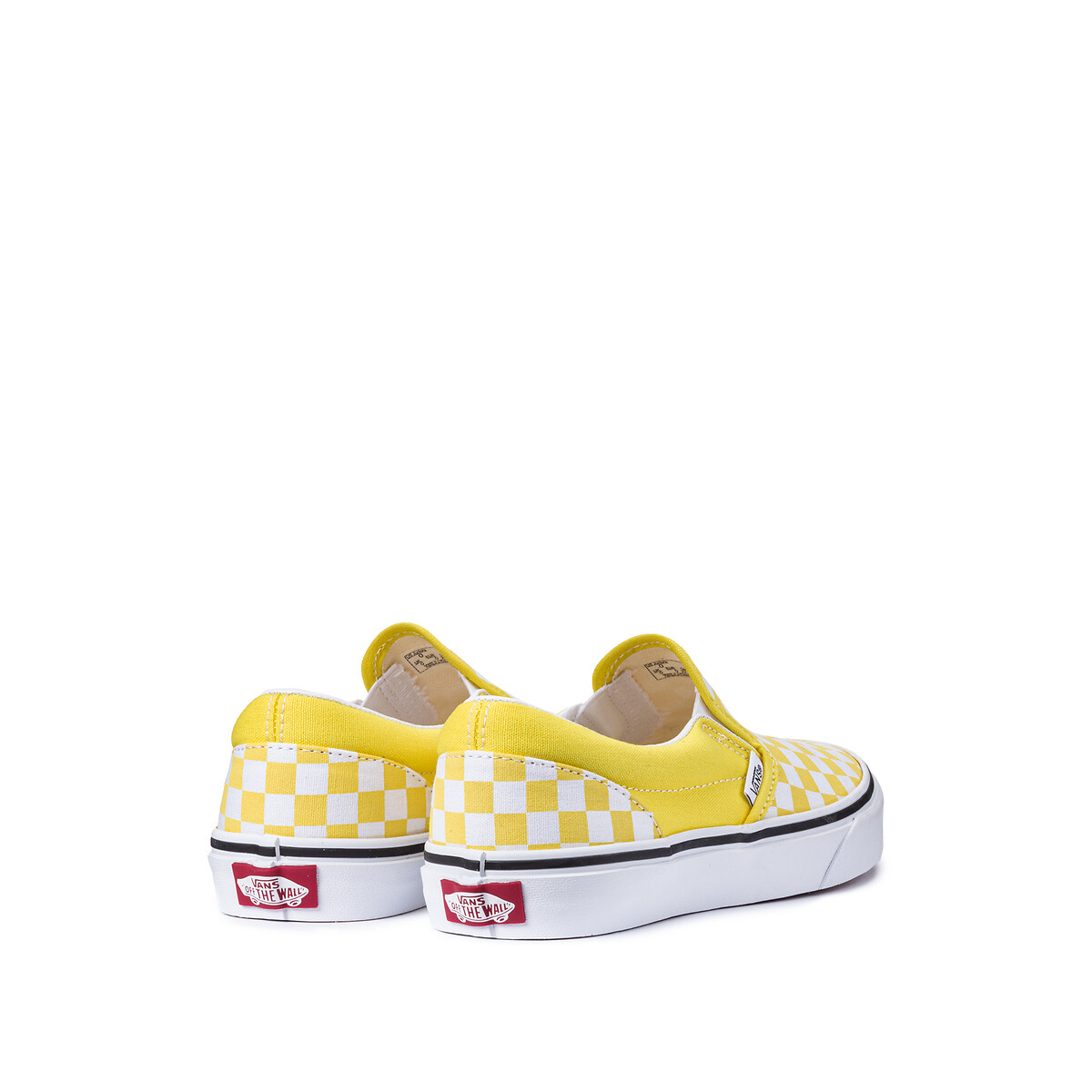 womens yellow checkered vans slip on