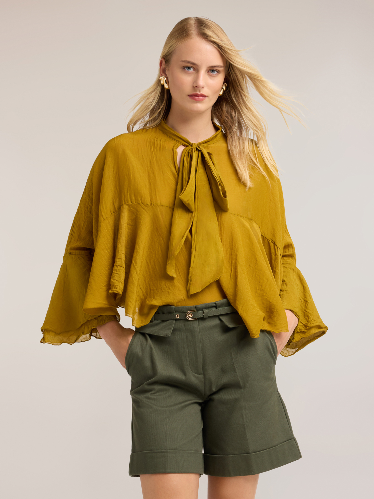 Blouse oversize en soie mélangée, MOTIVI