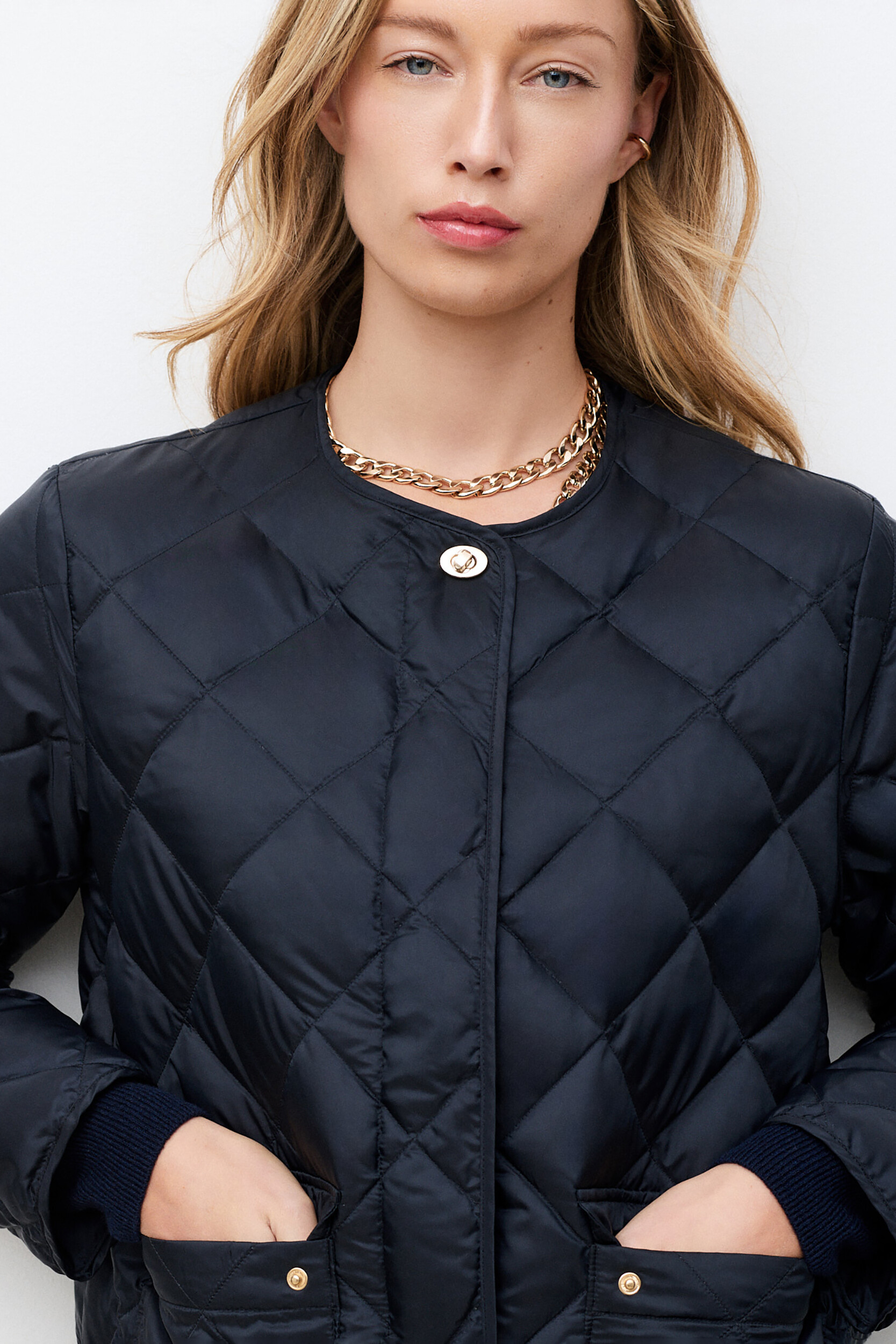 Manteau droit col rond GANACHE, CAROLL