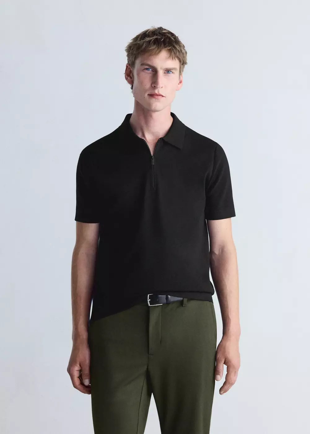 Polo comfort extensible à zip Coolmax®, MANGO MAN
