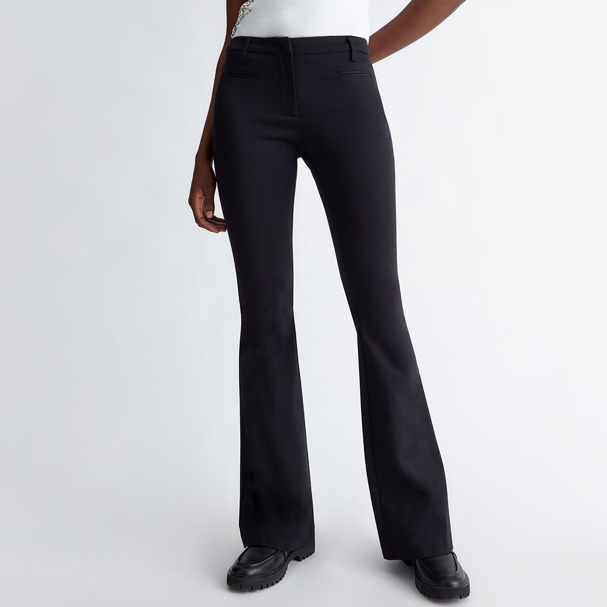 Pantalon évasé en bas femme discount