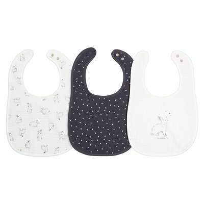 Pack of 3 Bibs in Cotton Muslin LA REDOUTE COLLECTIONS