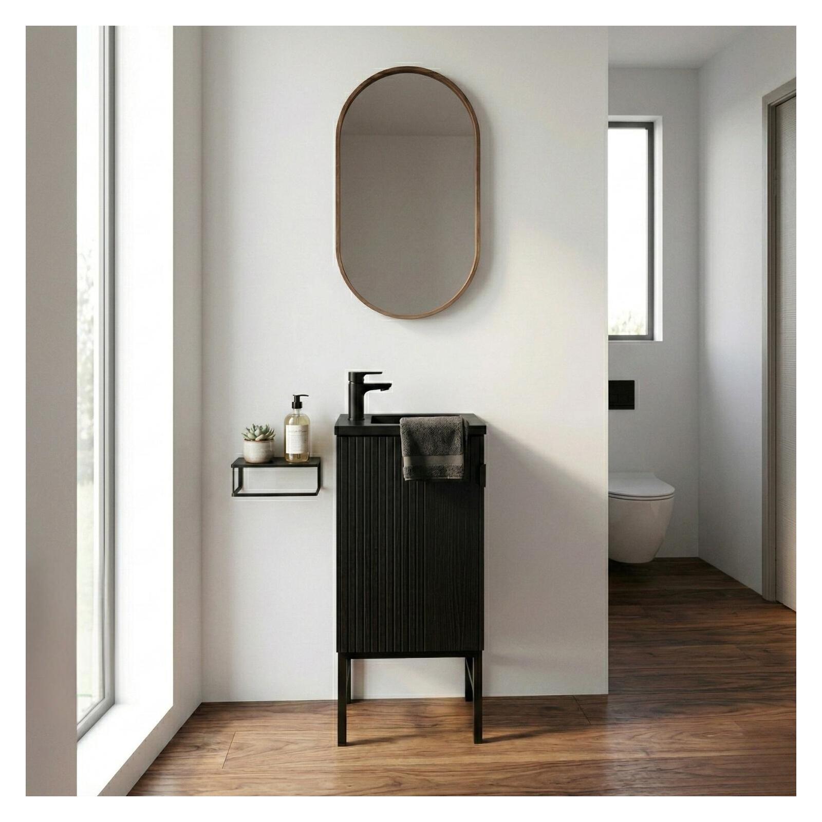 Lave-mains sur pieds + robinet + miroir STUDIO, MOB IN