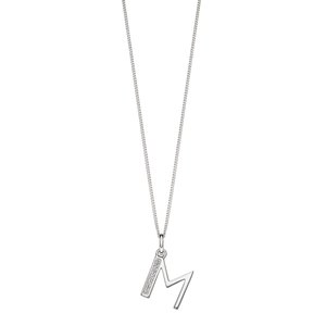 Sterling Silver Art Deco Initial 'M' Pendant with Cubic Zirconia Stone Detail BEGINNINGS image