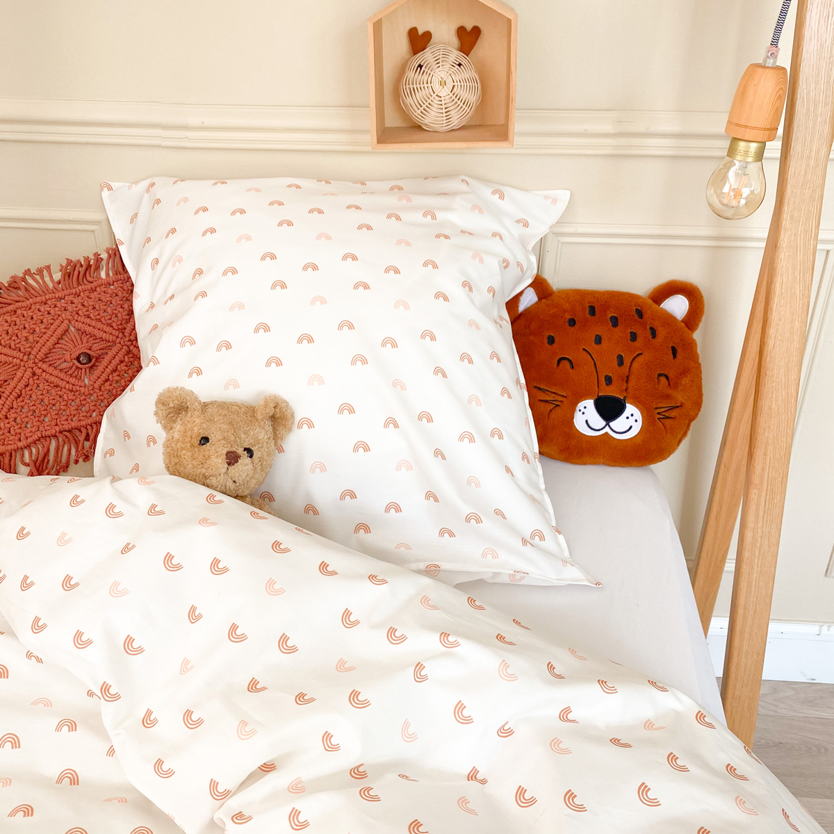 Parure de couette 1 personne coton bio RAINBOW, LITTLE CREVETTE
