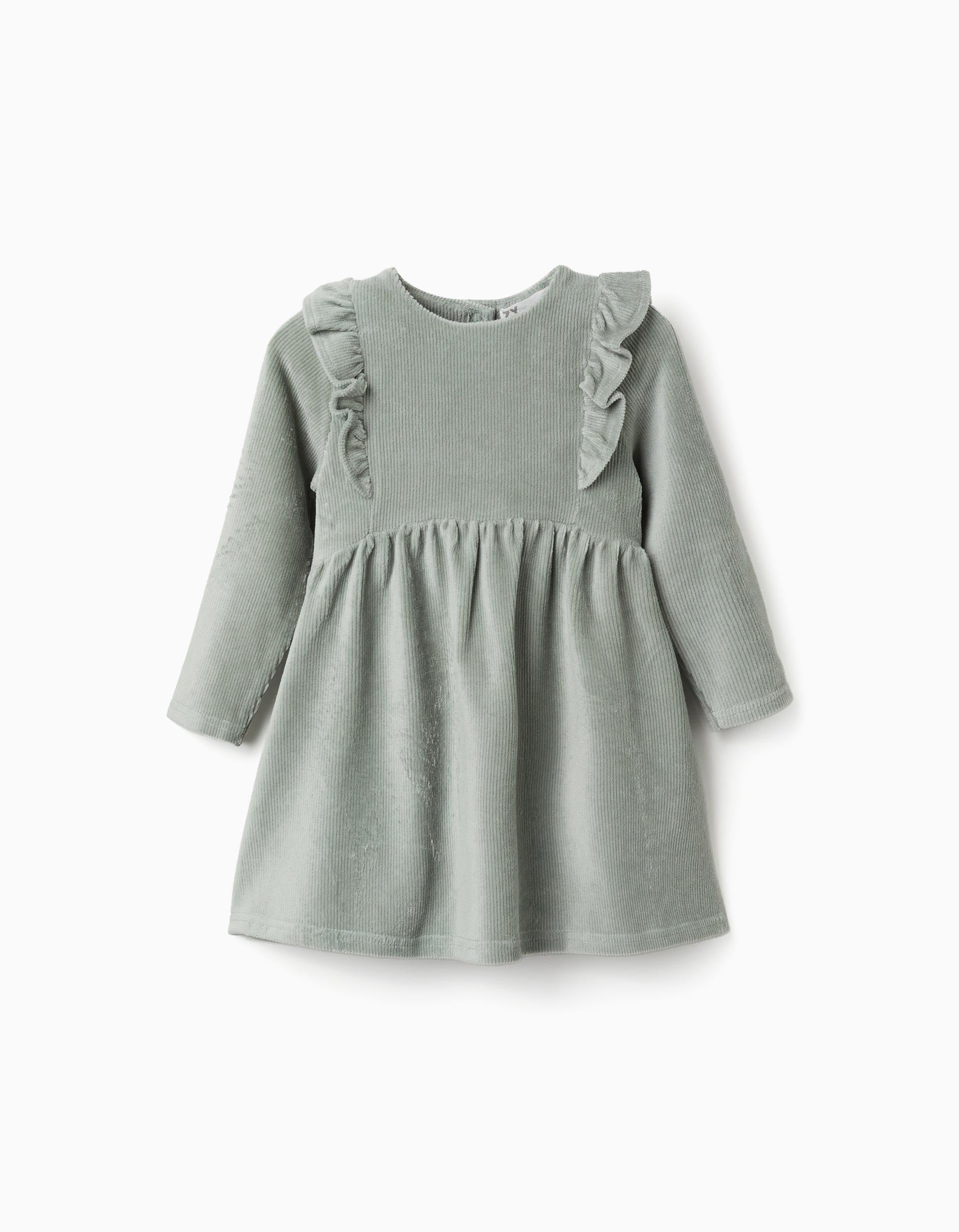 Robe en velours côtelé à manches longues avec volants, ZIPPY