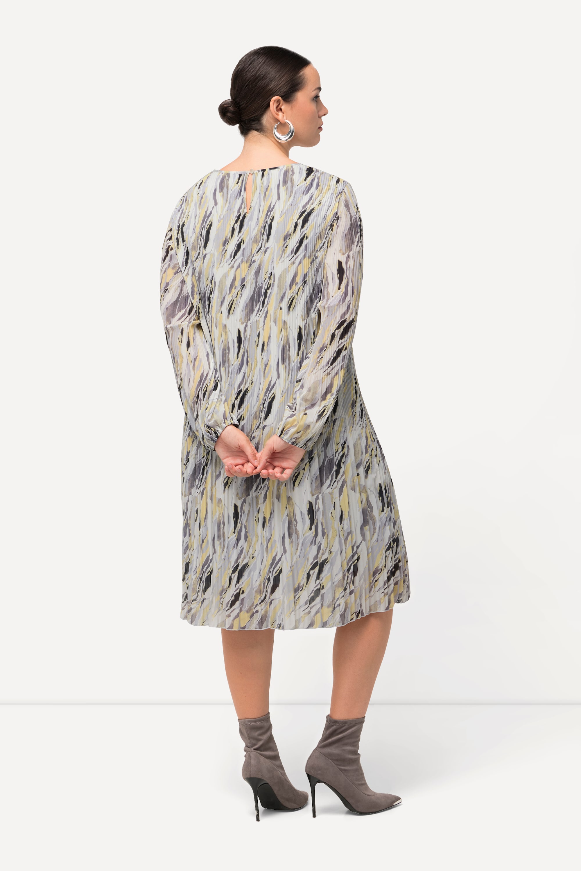 Fluide Ulla Ulla Popken Robe Sequined Long Sleeve Zigzag Dress, Indigo Ulla  Popken