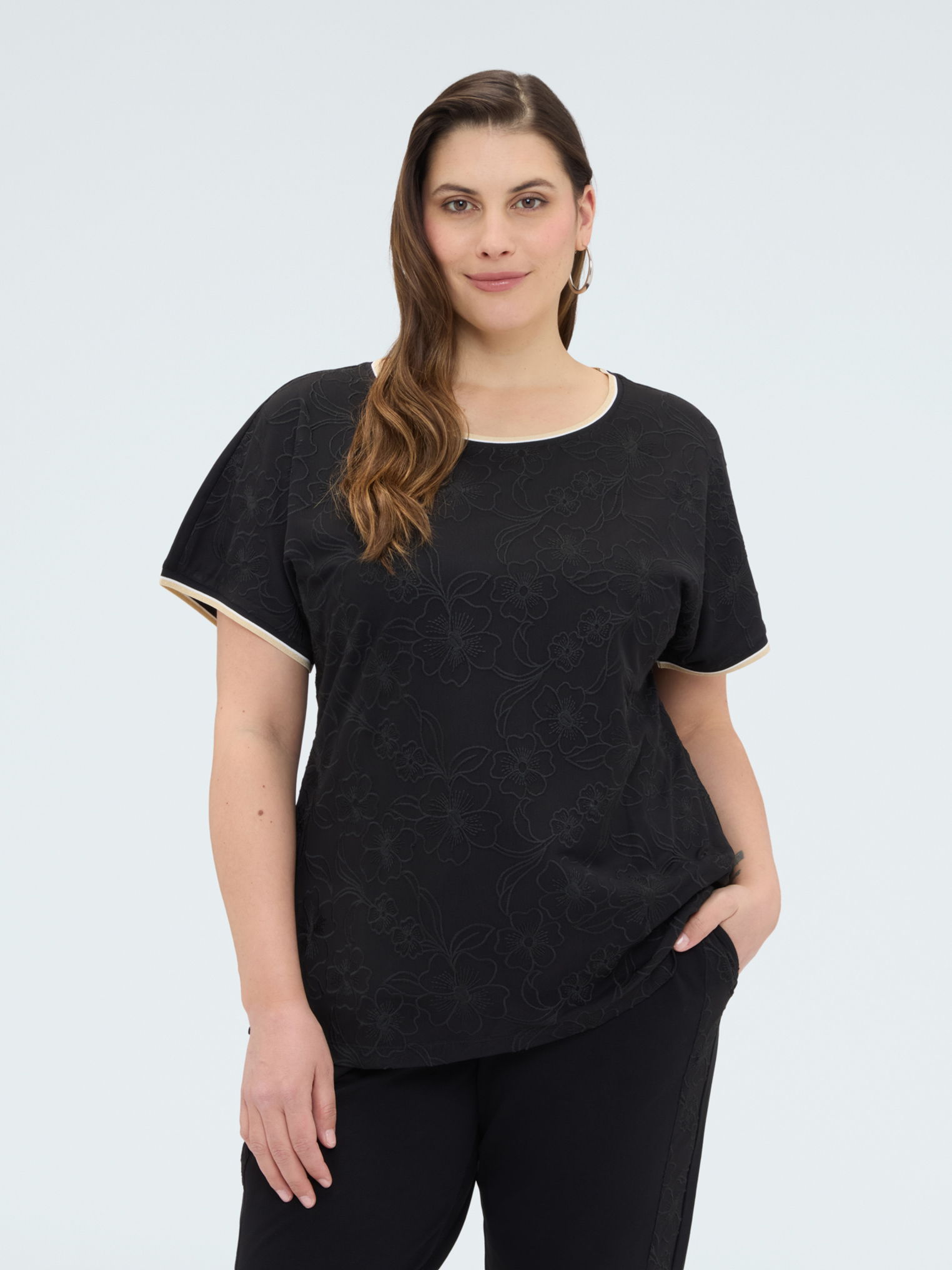 T-shirt avec broderie florale, FIORELLA RUBINO