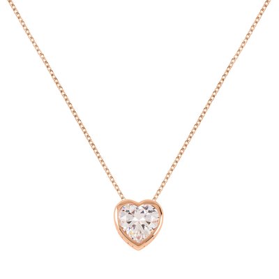 Love 18ct Rose Gold Plated Clear Stone Heart Necklace RADLEY LONDON