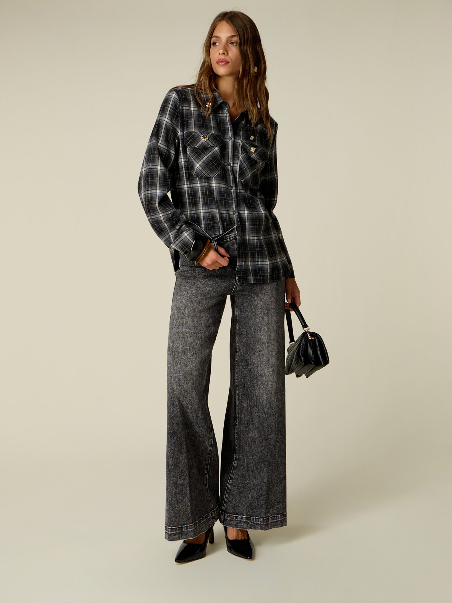 Jean wide leg délavage stone washed, OLTRE