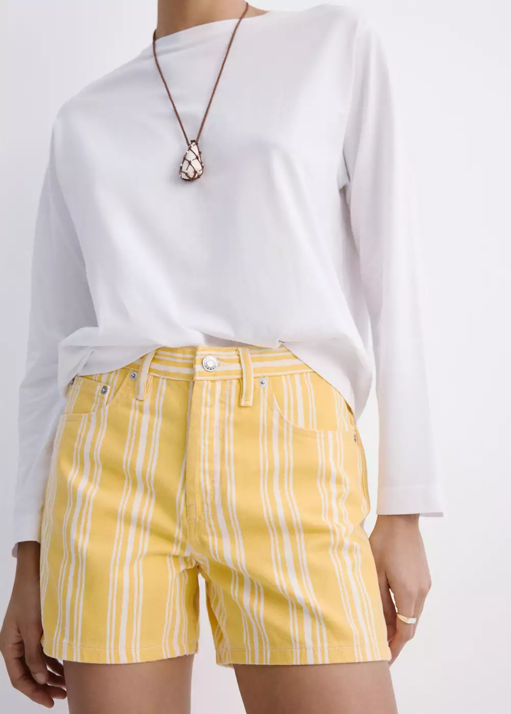 Short droit rayures, MANGO