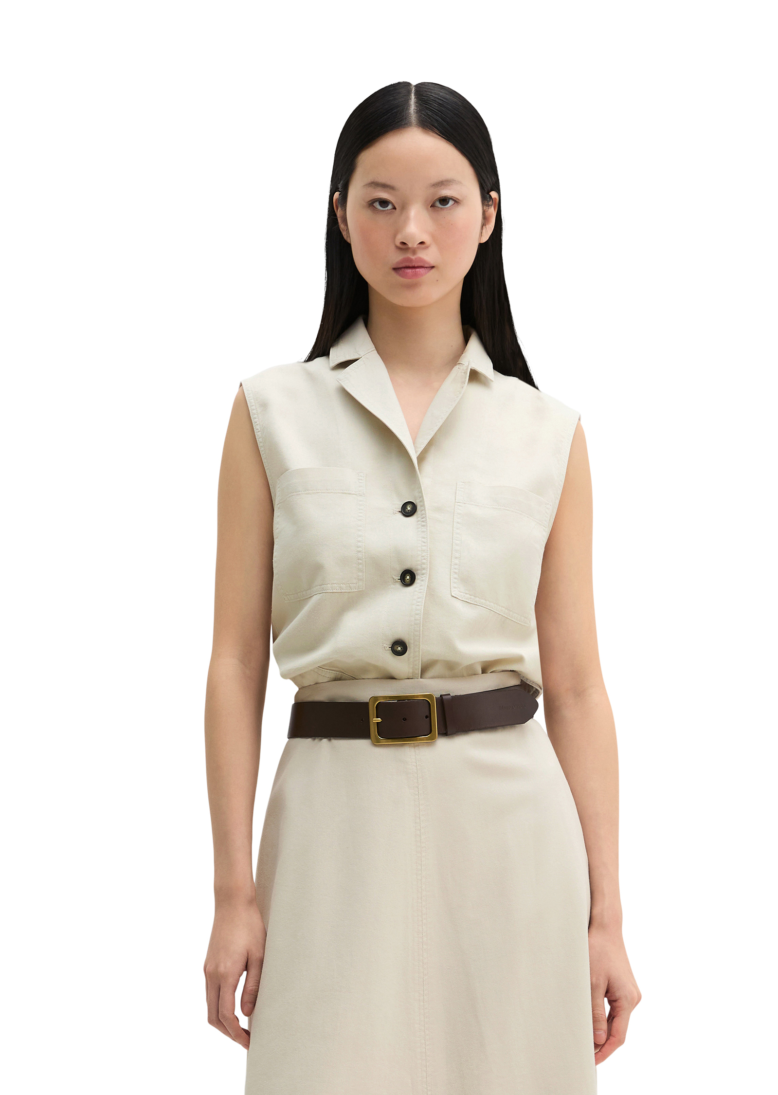 Gilet relaxed en mélange de coton bio, de lyocell et de lin, MARC O'POLO