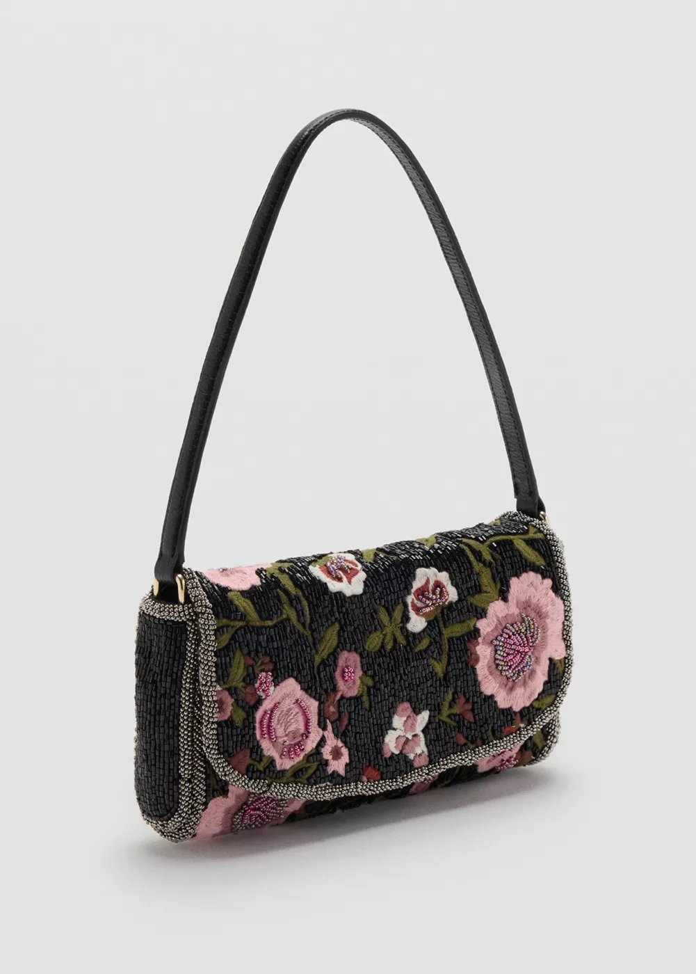Sac avec broderie en strass imprimé à fleurs, MANGO
