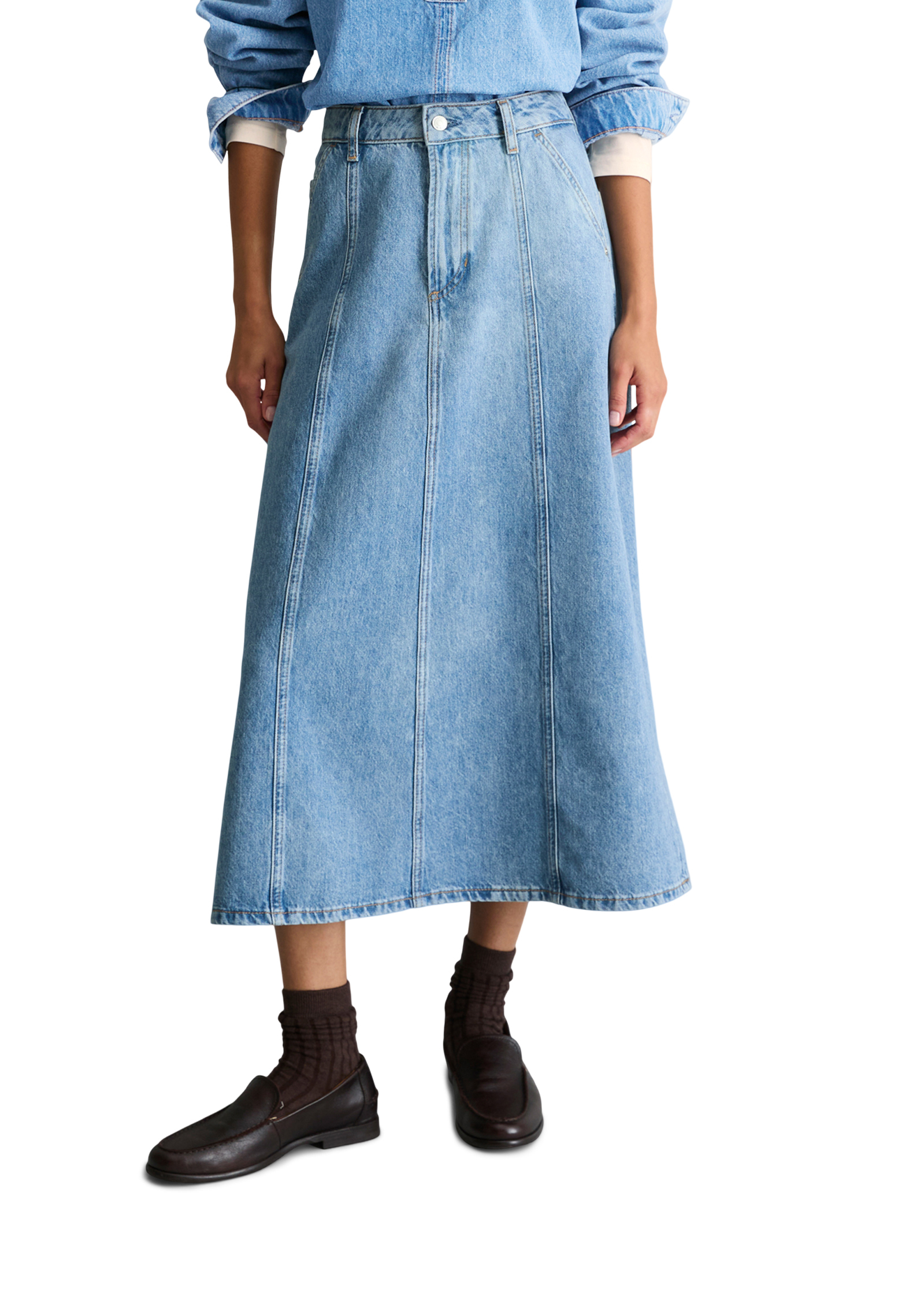 Jupe en jean évasée en denim de coton bio, MARC O’POLO DENIM