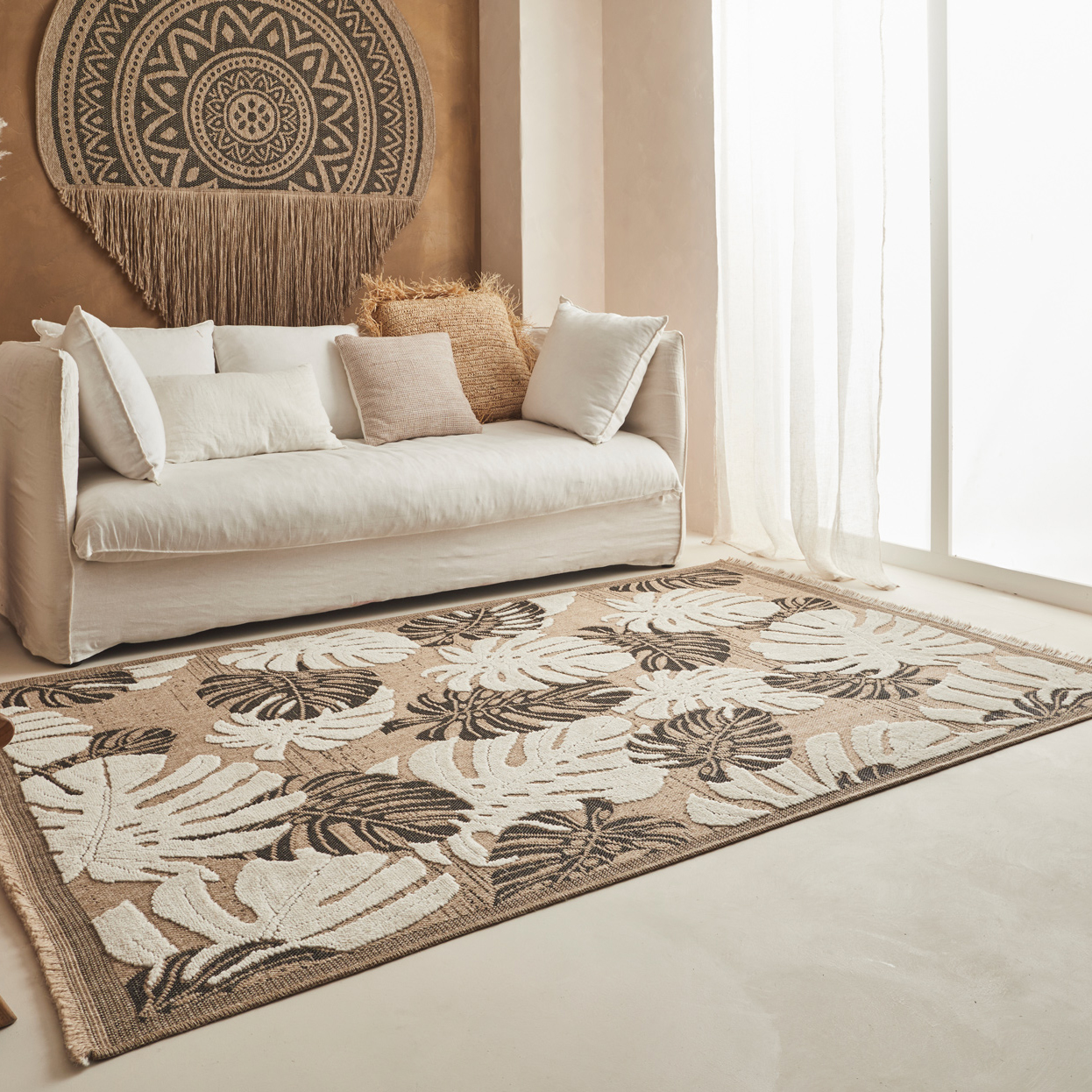 Tapis intérieur extérieur à motif feuille TULUM, NAZAR RUGS