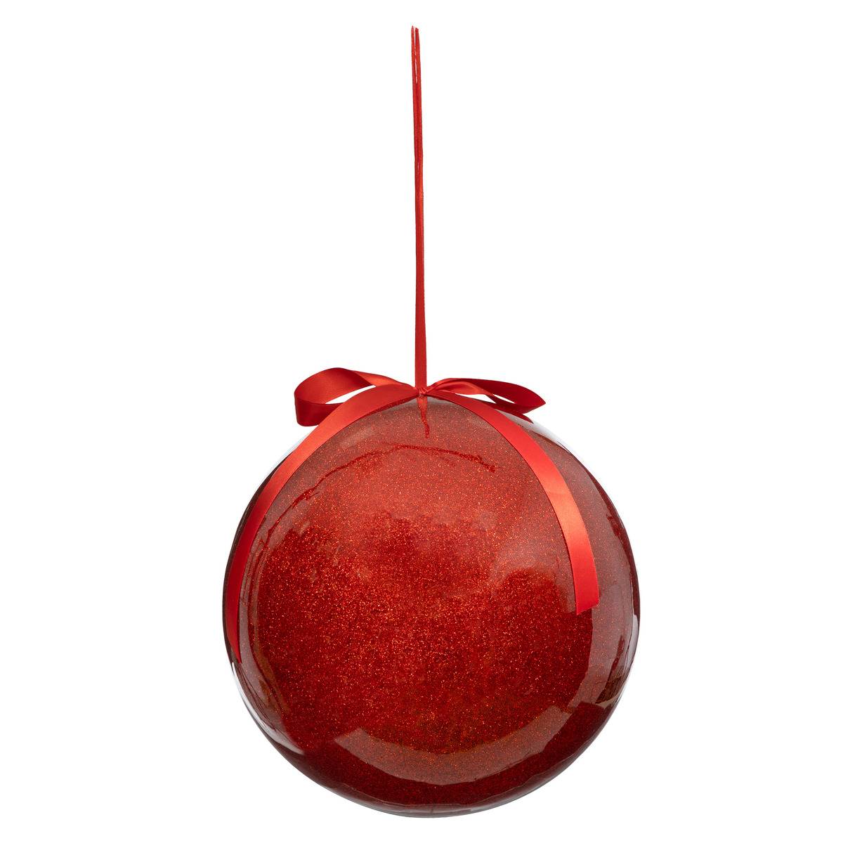 Boule de Noël en papier unie rouge D. 250 mm, FEERIC LIGHTS & CHRISTMAS
