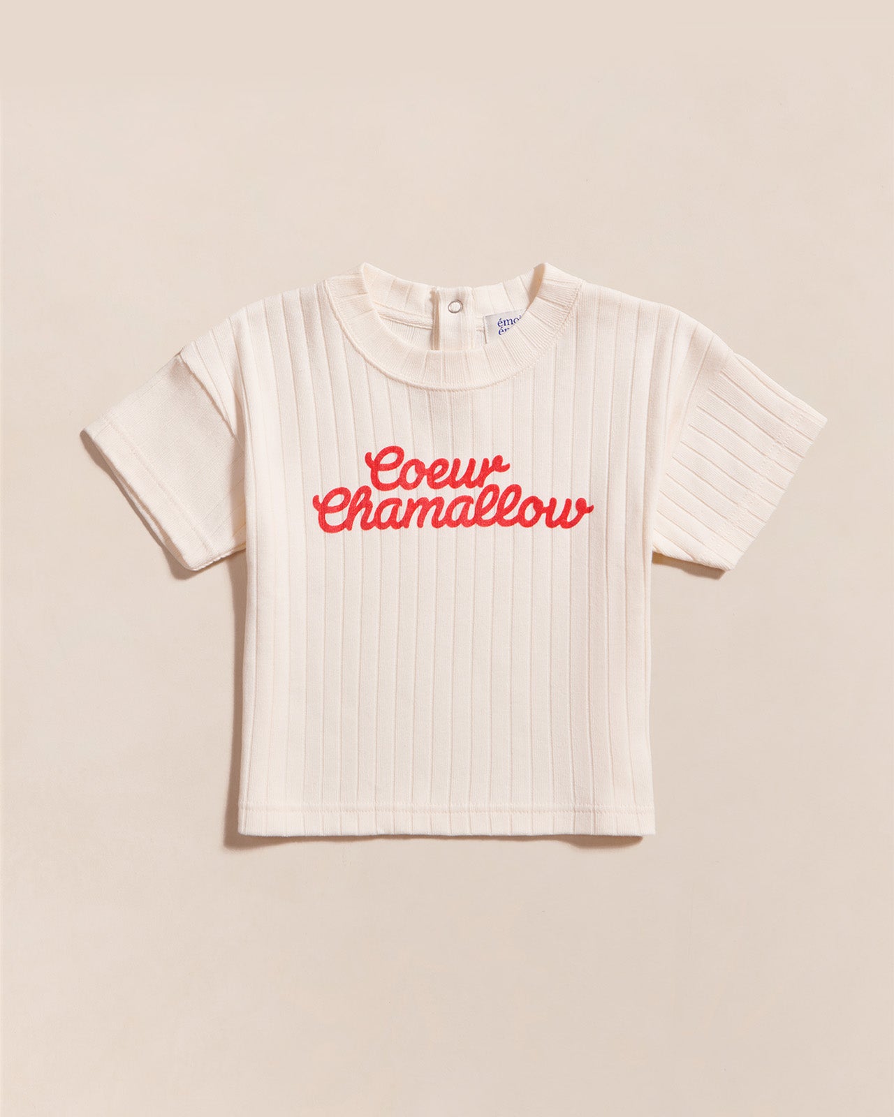 T-shirt imprimé velours en coton bio, CŒUR CHAMALLOW, EMOI EMOI