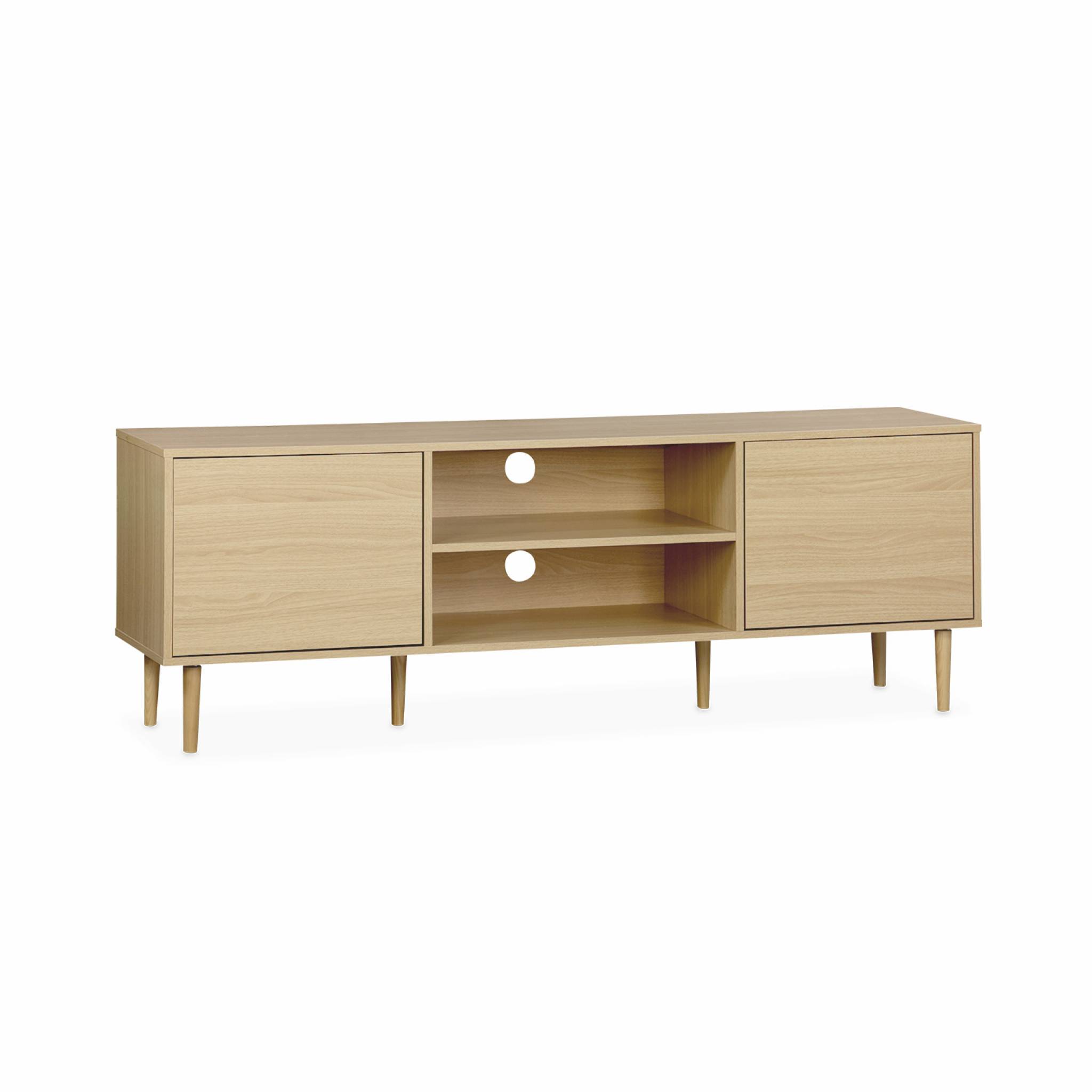 Meuble TV effet bois 2 portes 160cm MIKA, SWEEEK