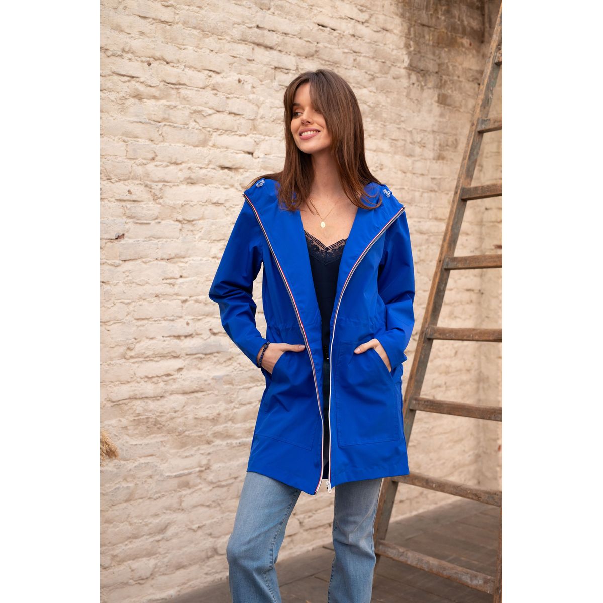 Galeries Lafayette Vêtements Manteaux & Vestes Manteaux Imperméables Coupe-vent déperlant à capuche Bleu 