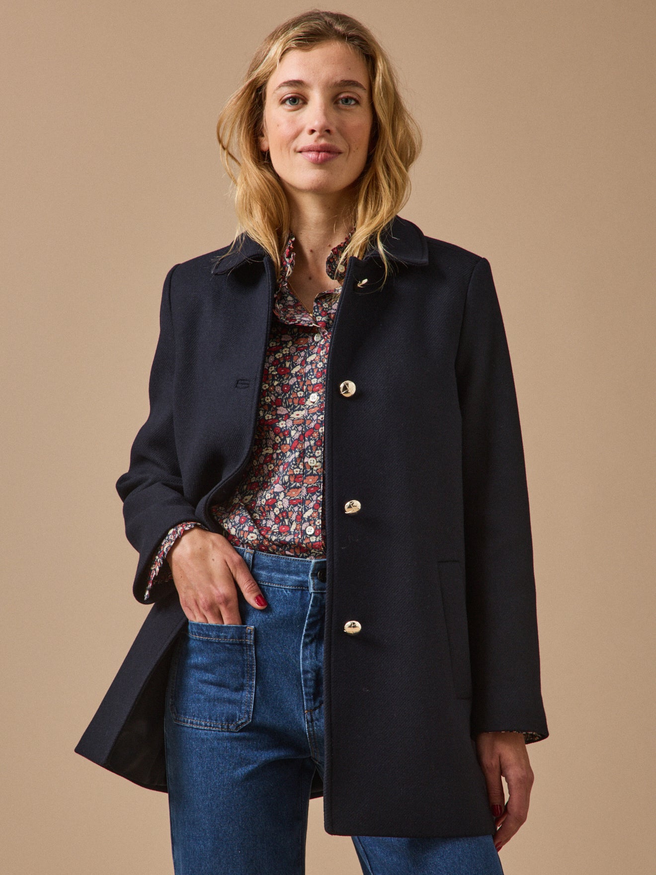 Manteau droit lainage uni, CYRILLUS