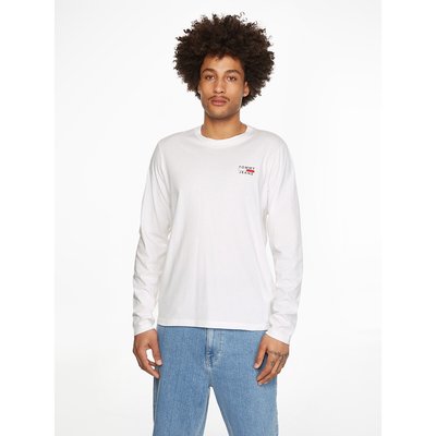 Chest Logo Print T-Shirt in Cotton with Crew Neck and Long Sleeves TOMMY JEANS