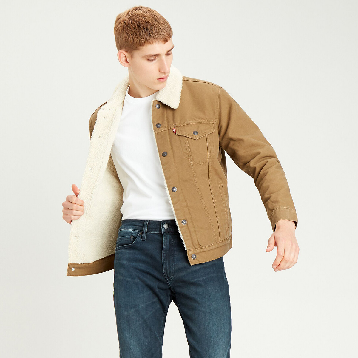 Sherpa lined canvas jacket , camel, Levi's | La Redoute