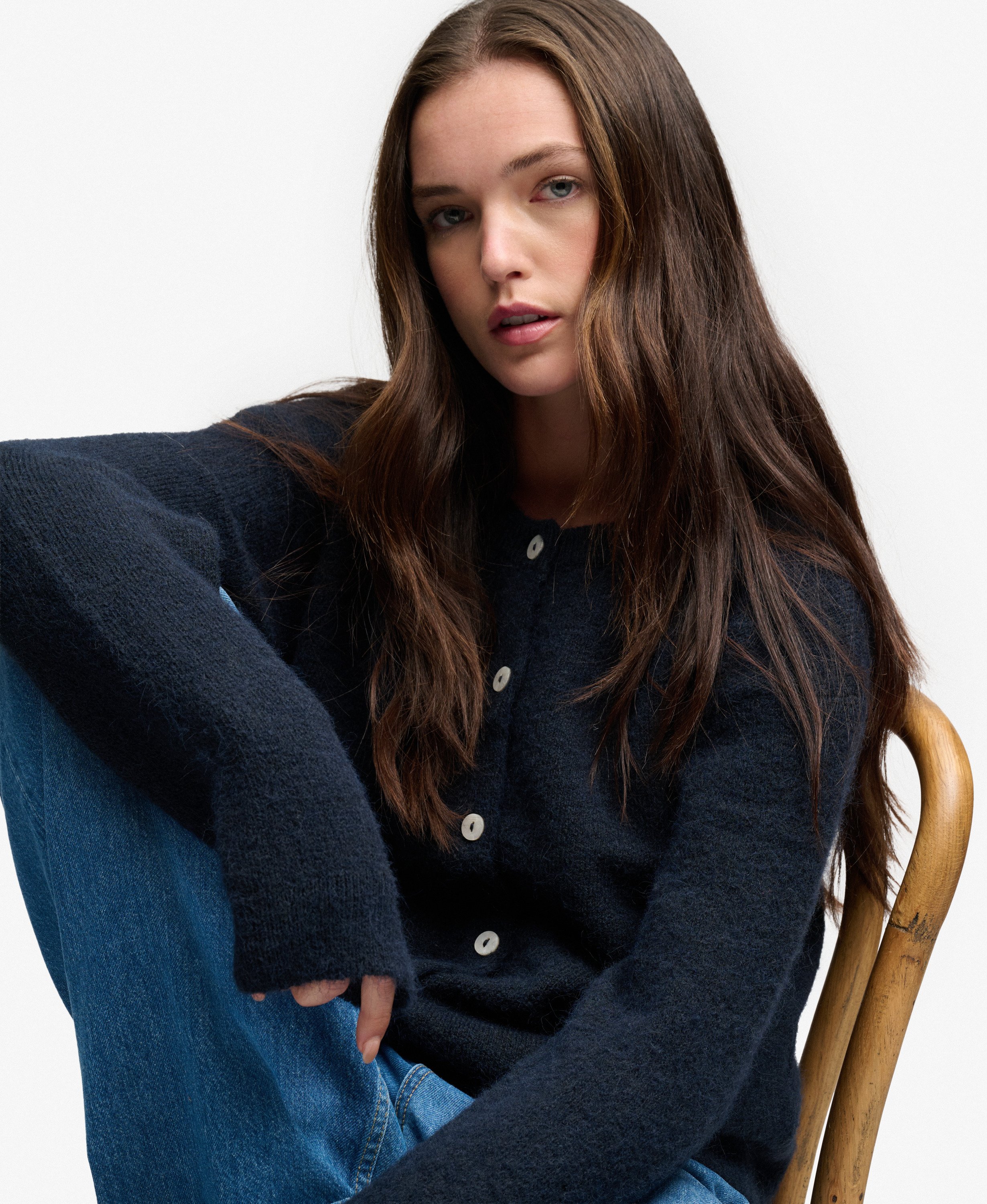 Cardigan en Maille Brossée Coupe Décontractée, SUPERDRY
