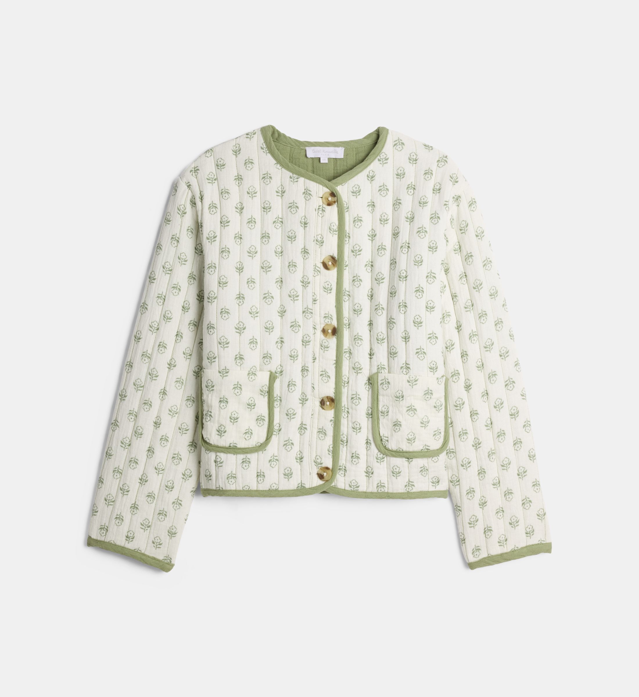 Veste droite laeve florale en gaze de coton bio, CADET ROUSSELLE