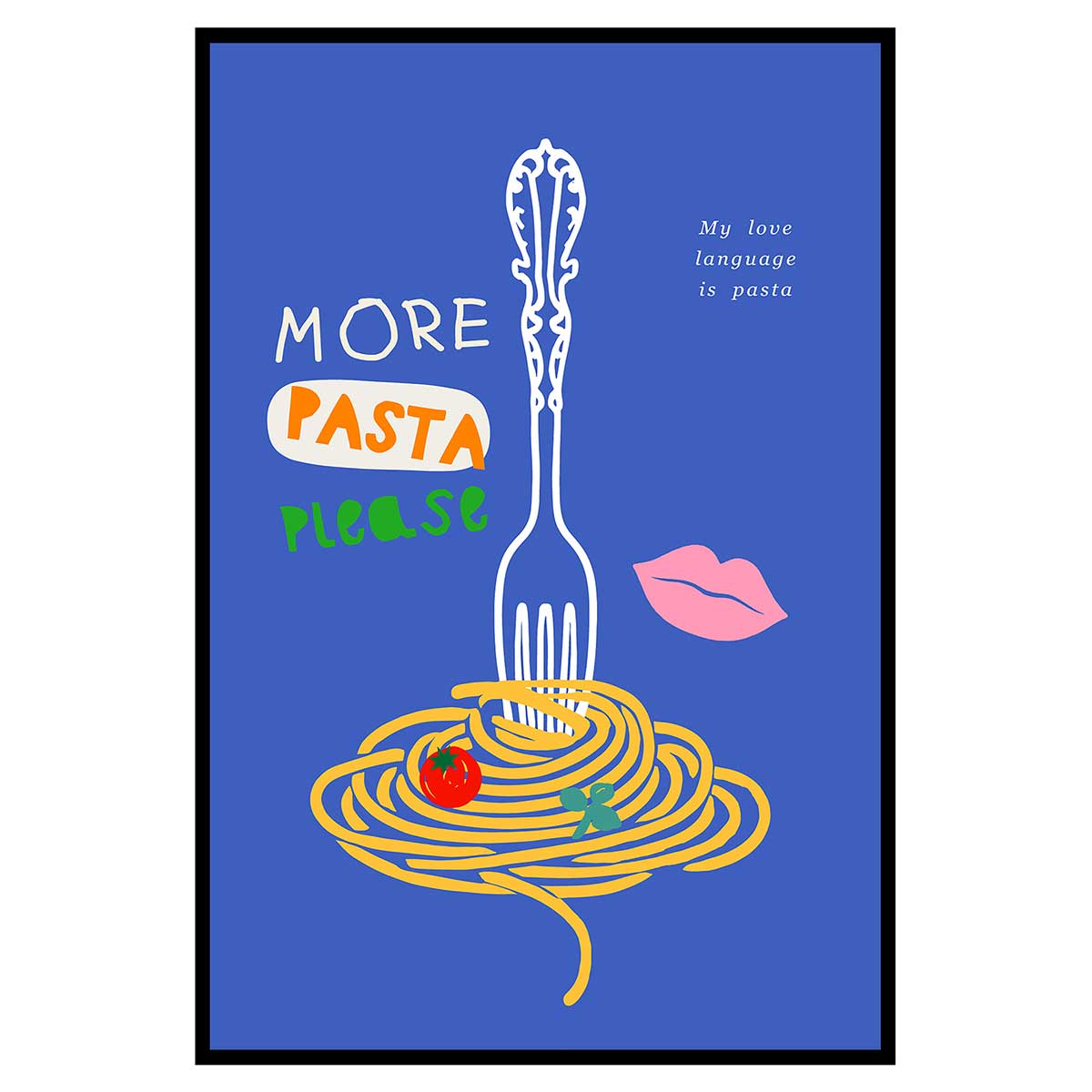 Affiche encadrée pasta art graphique, HEXOA