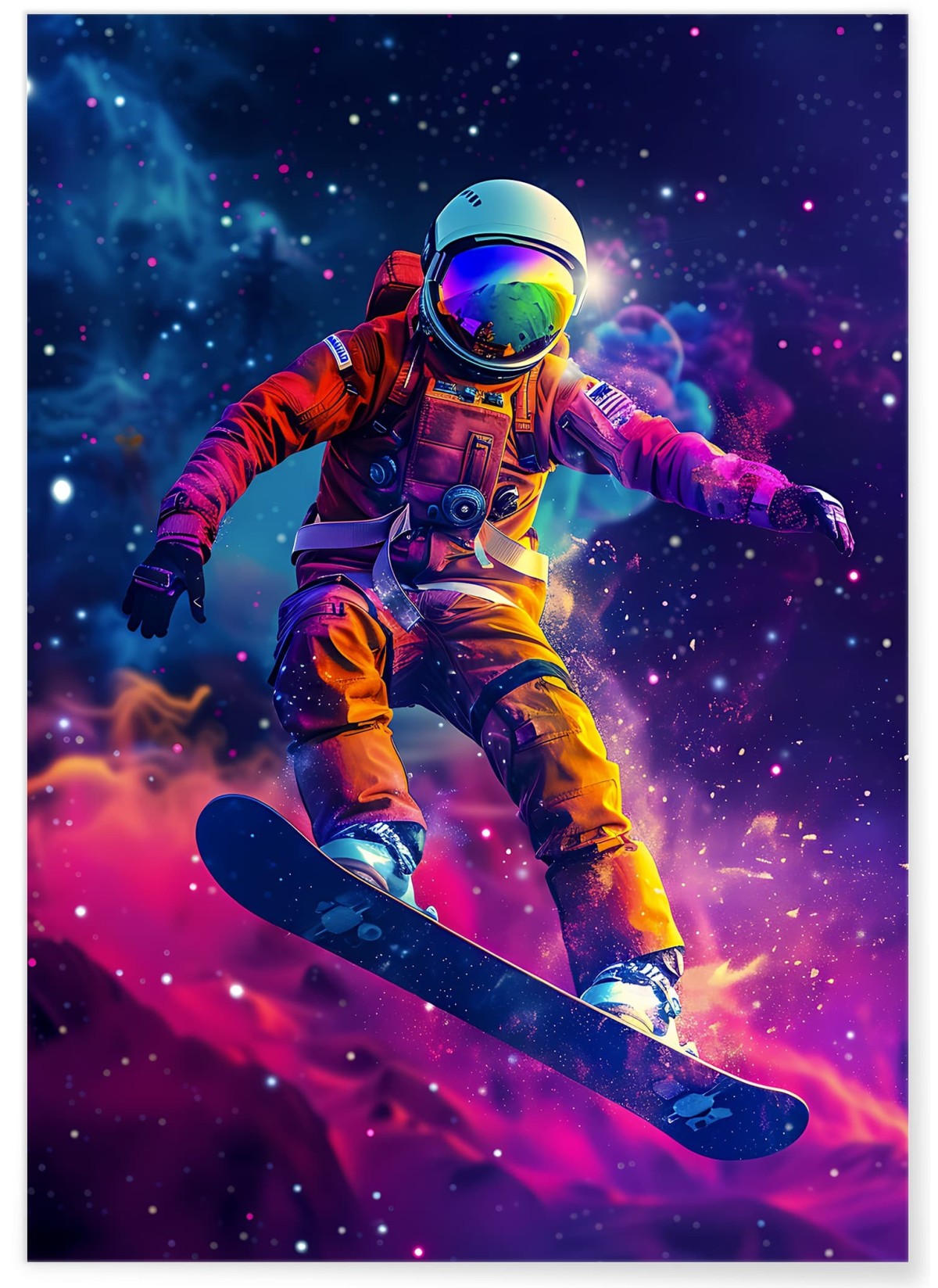 Affiche Astronaute en Snowboard Cosmique, L'AFFICHERIE
