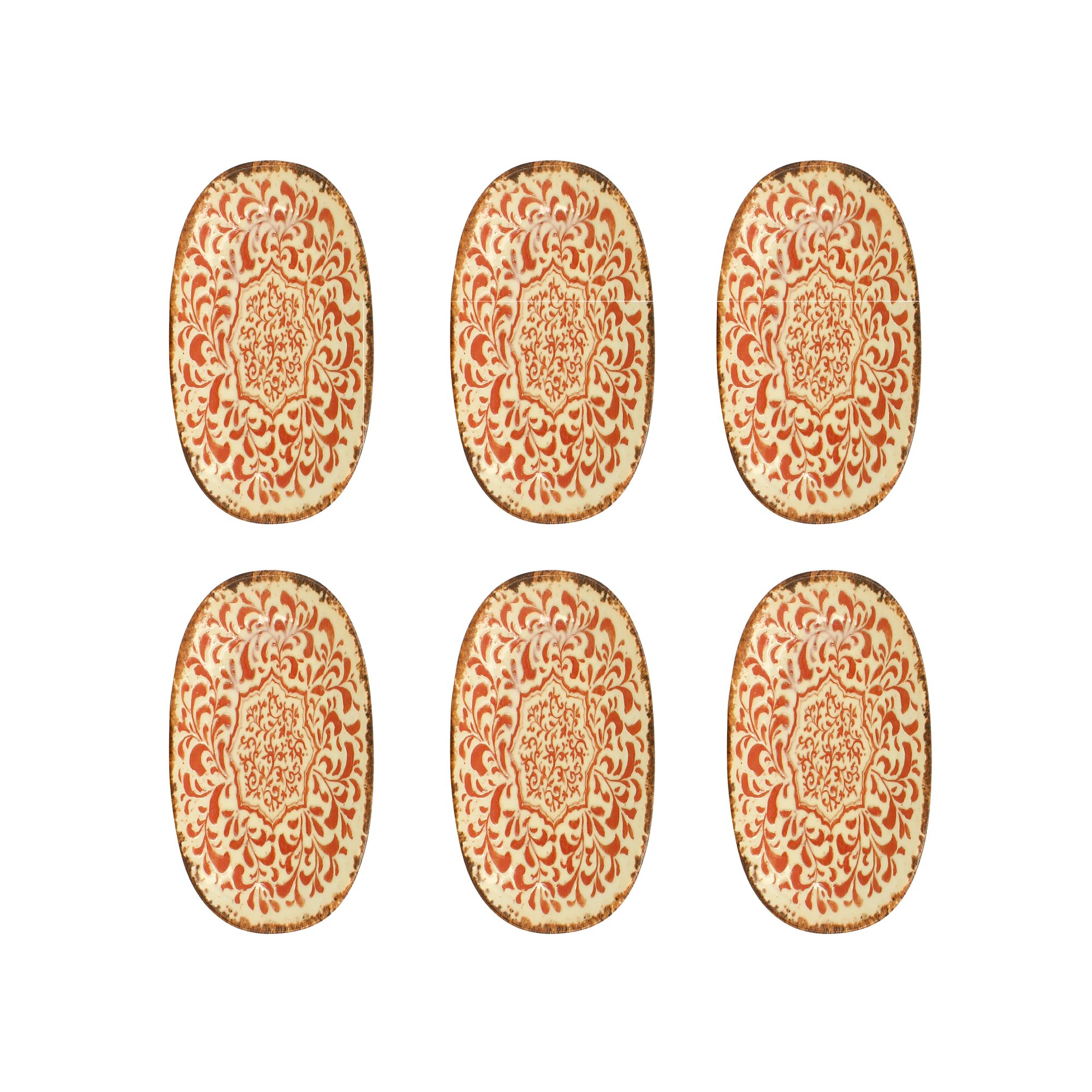 Lot de 6 assiettes ovales 23,5cm en porcelaine, PALAZZO, OGO LIVING