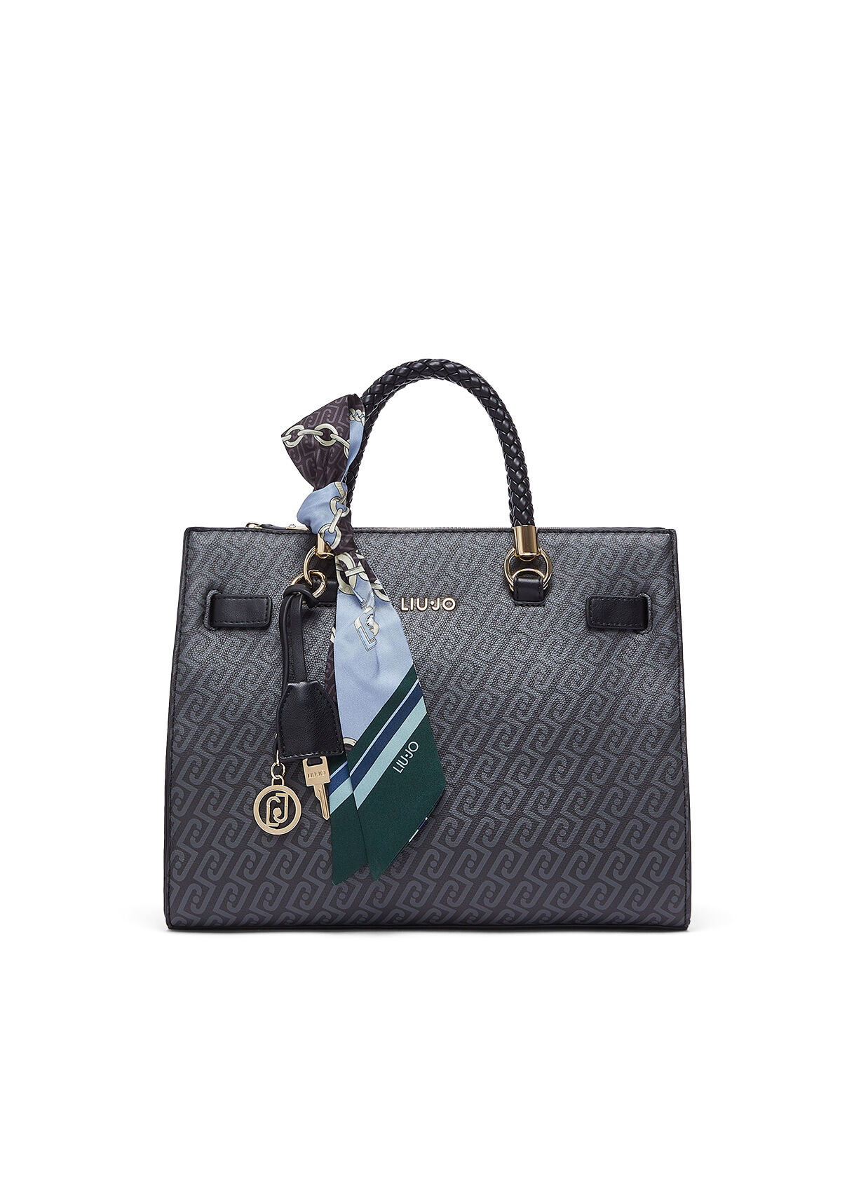 Sac satchel format moyen avec foulard, LIU JO