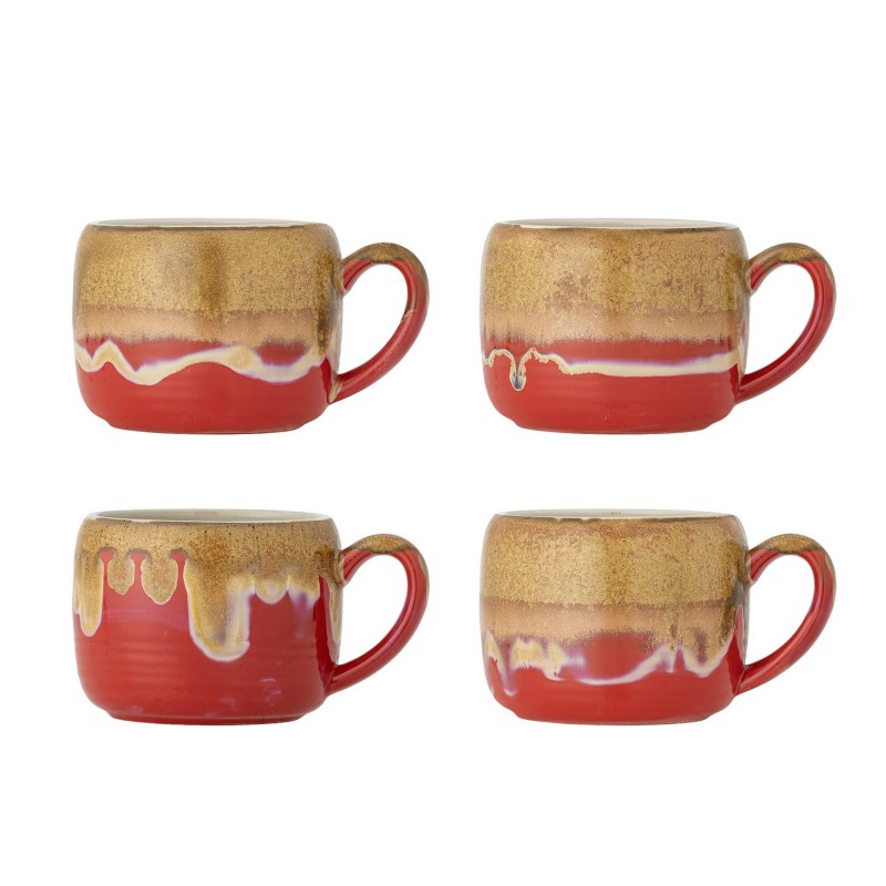 Mugs grès artisanal Sheen set de 4, BLOOMINGVILLE