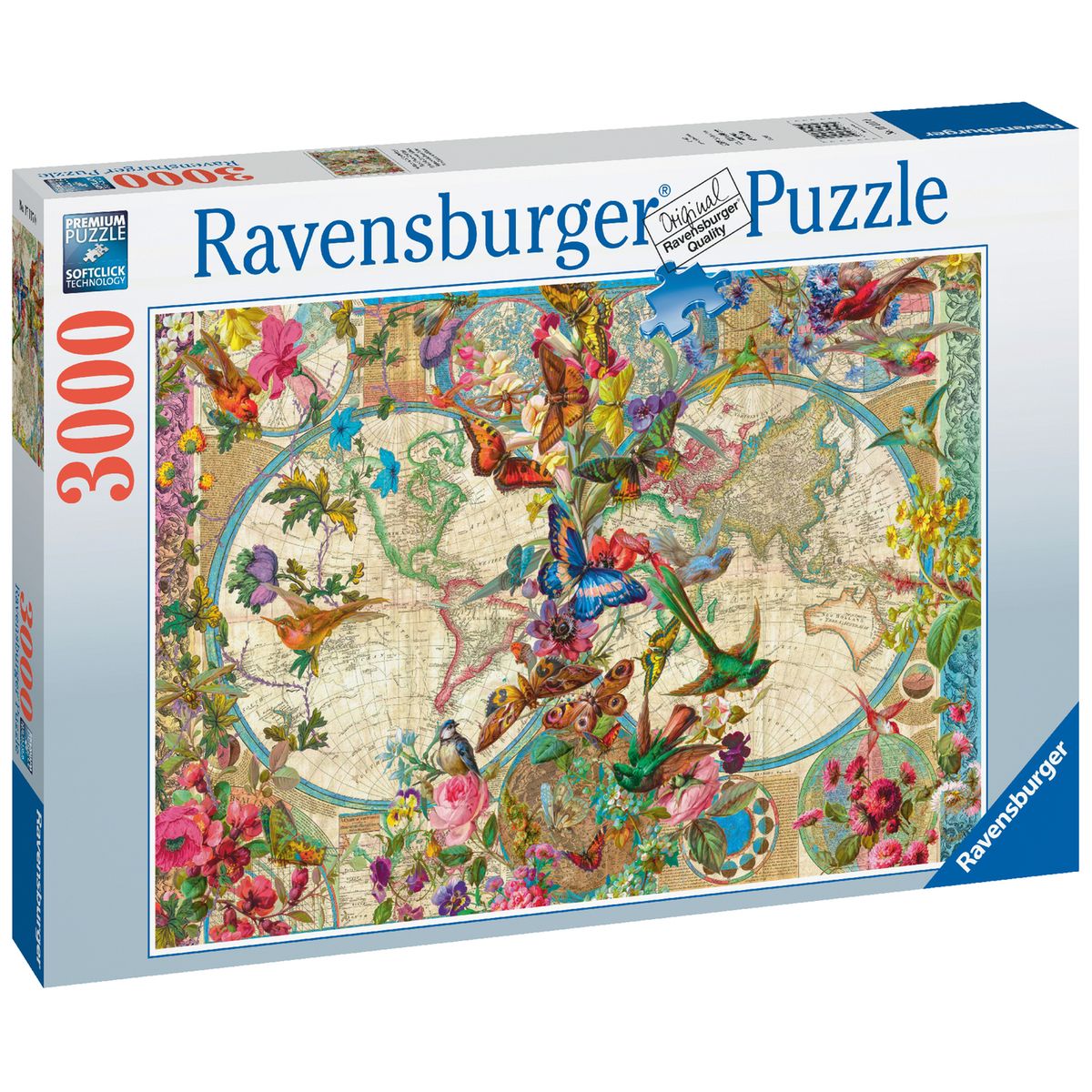 Puzzle 3000 p - carte de la flore et de la faune Ravensburger