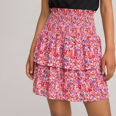 Floral Ruffled Mini Skirt with Shirred Waist LA REDOUTE COLLECTIONS