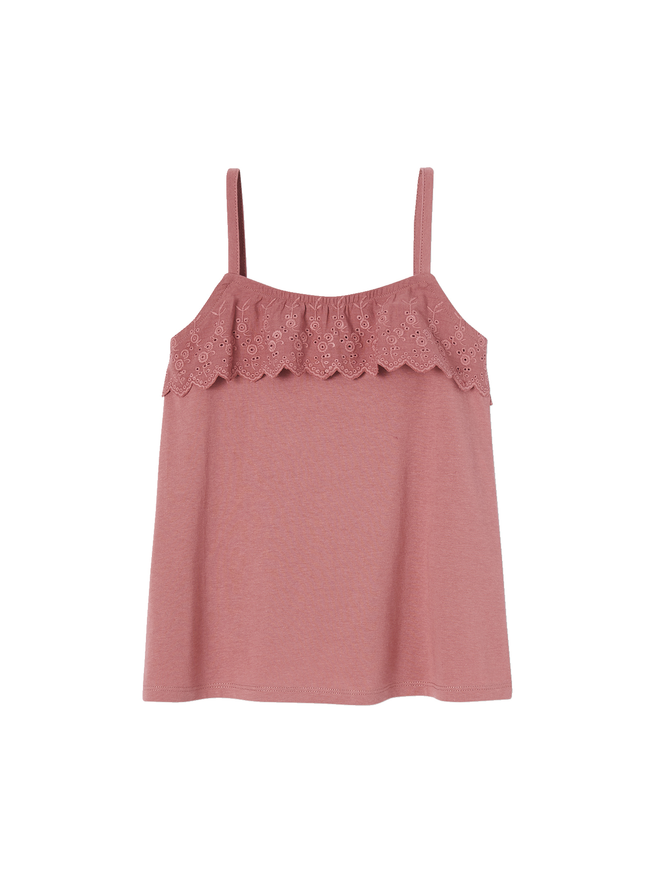 Débardeur avec volants en broderie anglaise, VERTBAUDET