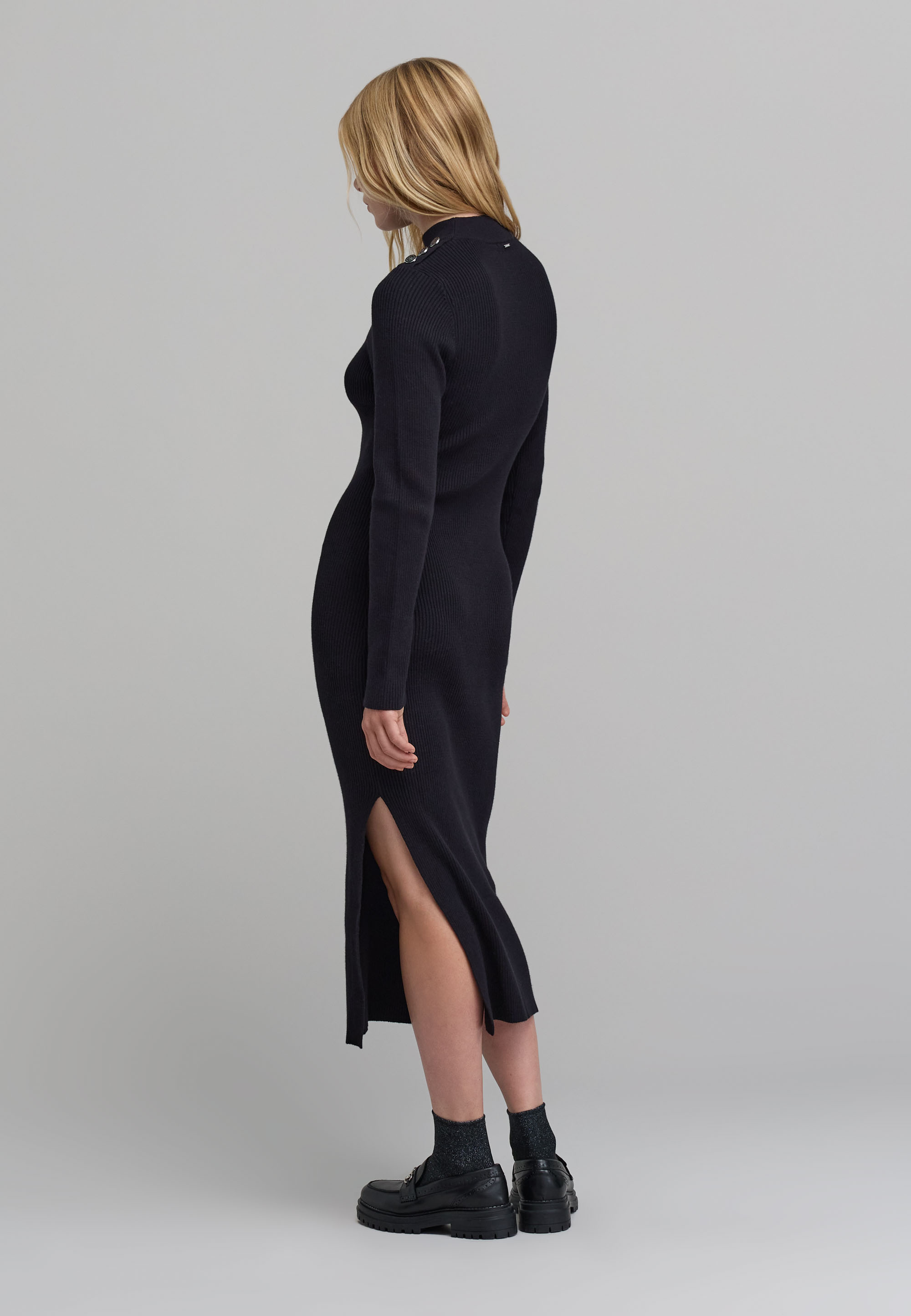 Robe IKKS Noire Taille 36 - Mélange Coton Et Soie, Style Gothique, Occasion Très Bon état